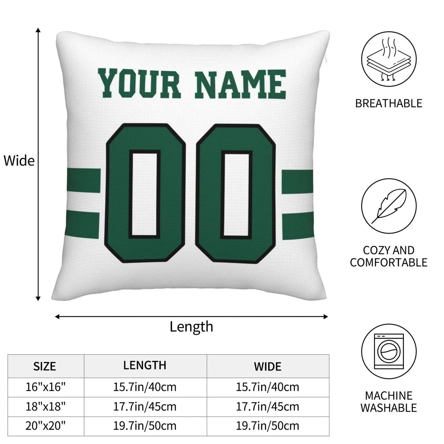 Custom NY.Jets Pillow Decorative Throw Pillow Case - Print Personalized Football Team Fans Name & Number Birthday Gift Football Pillows view 6
