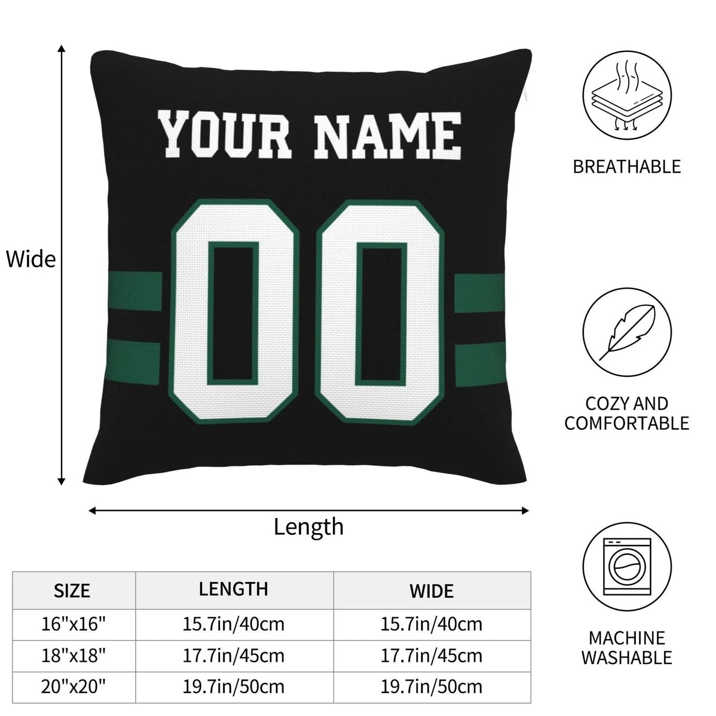 Custom NY.Jets Pillow Decorative Throw Pillow Case - Print Personalized Football Team Fans Name & Number Birthday Gift Football Pillows view 8
