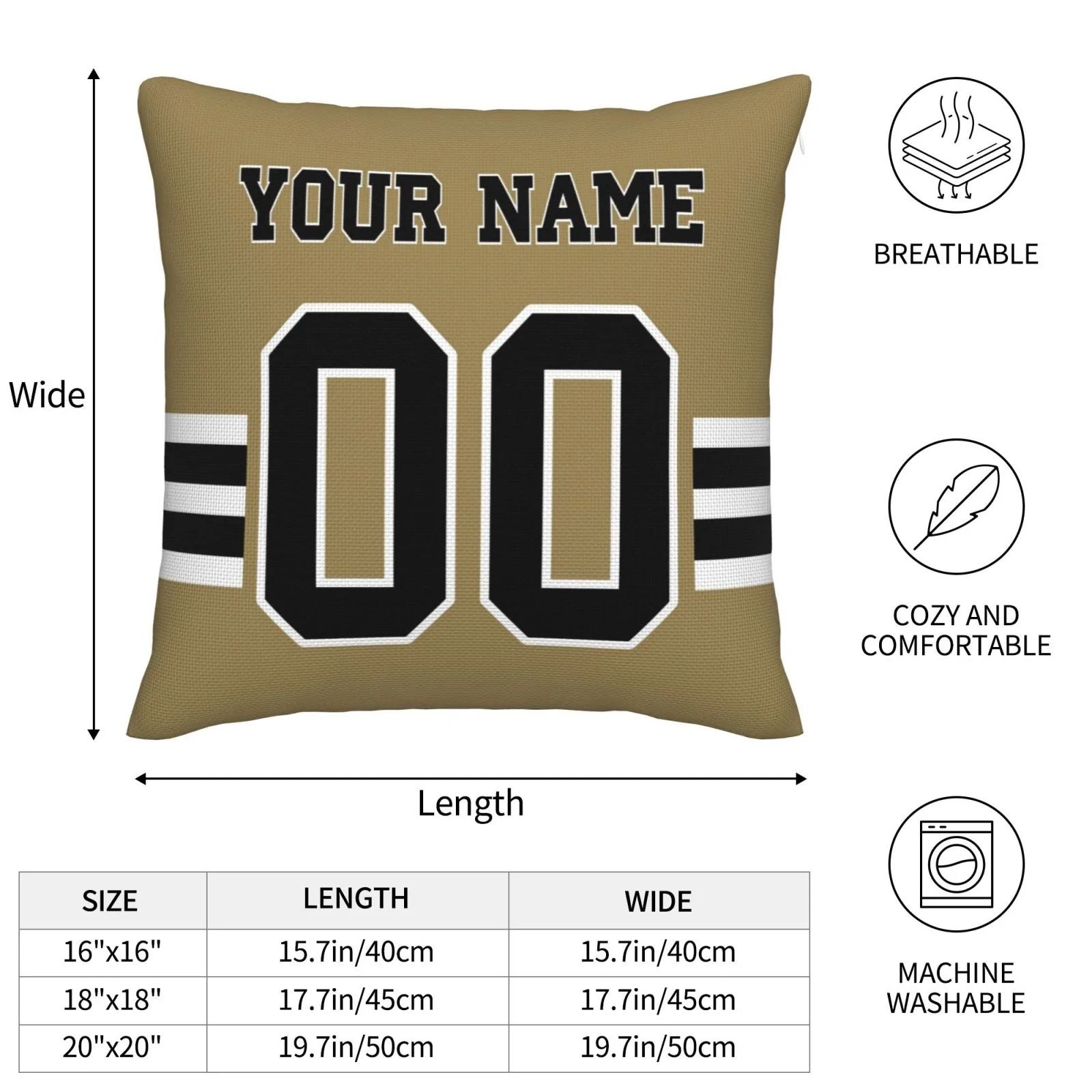 Custom NO.Saints Pillow Decorative Throw Pillow Case - Print Personalized Football Team Fans Name & Number Birthday Gift Football Pillows view 4