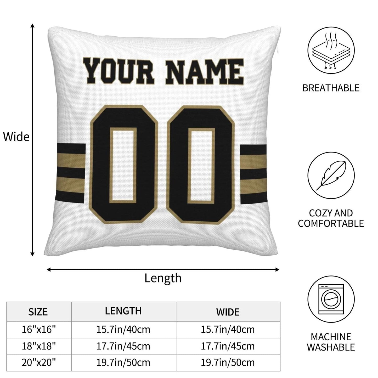 Custom NO.Saints Pillow Decorative Throw Pillow Case - Print Personalized Football Team Fans Name & Number Birthday Gift Football Pillows view 6