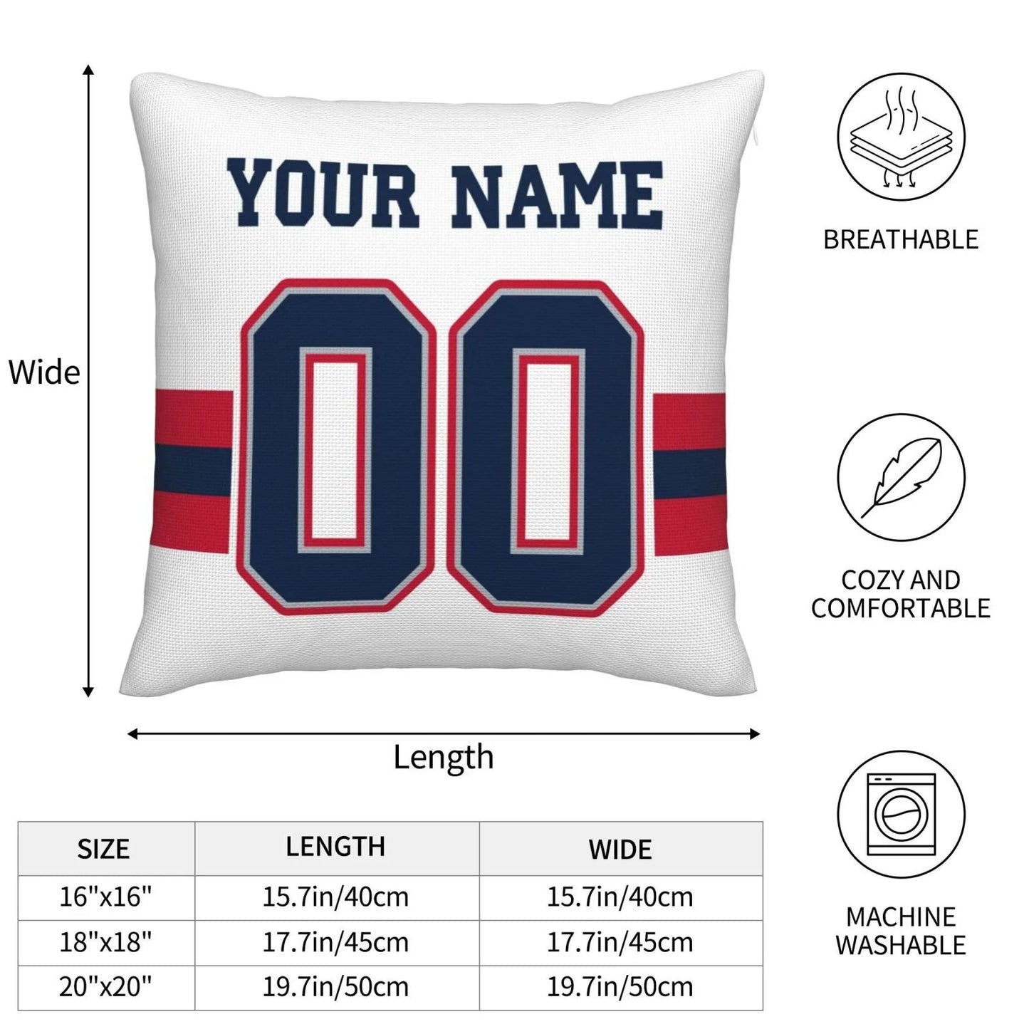 Custom NE.Patriots Pillow Decorative Throw Pillow Case - Print Personalized Football Team Fans Name & Number Birthday Gift Football Pillows view 4