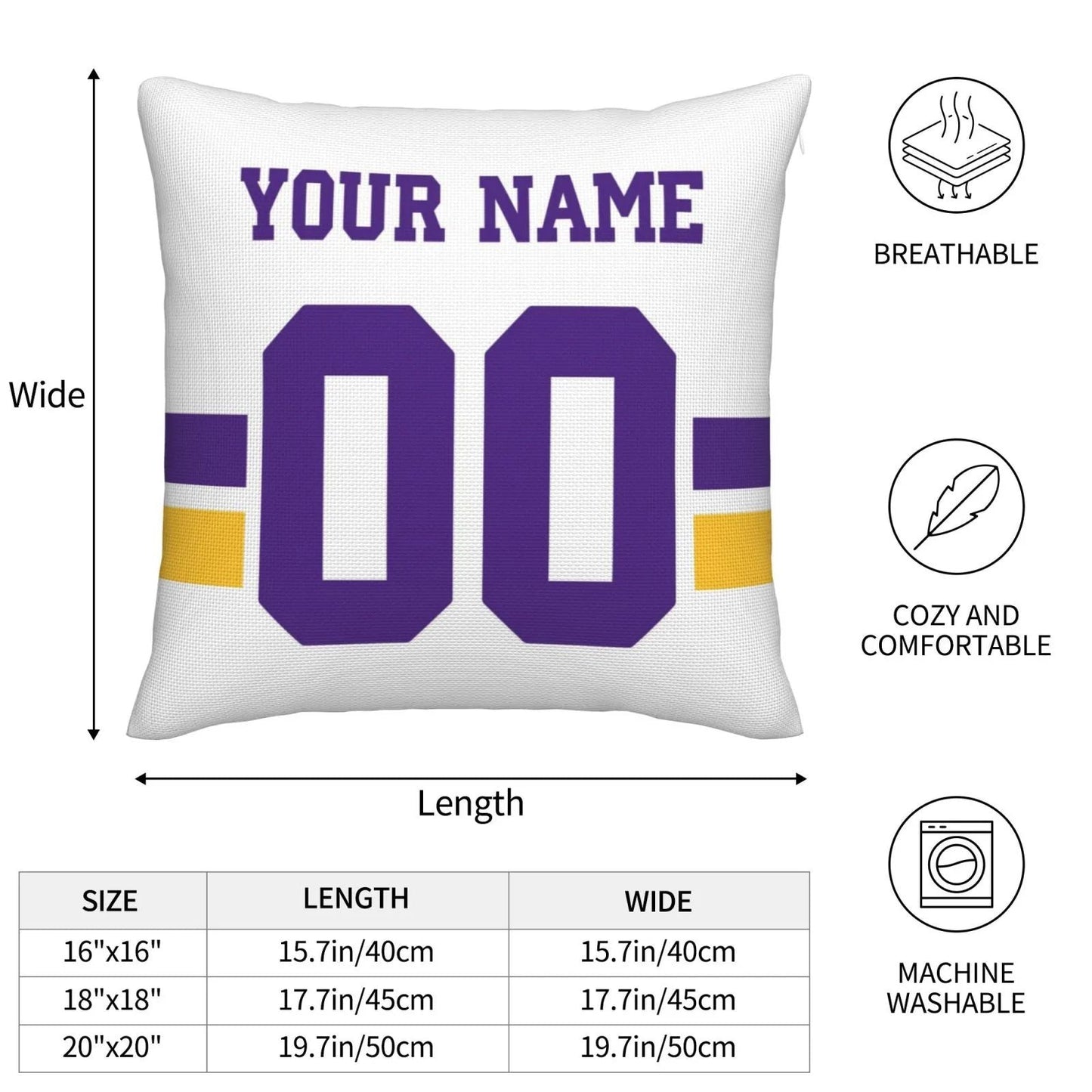Custom MN.Vikings Pillow Decorative Throw Pillow Case - Print Personalized Football Team Fans Name & Number Birthday Gift Football Pillows view 4