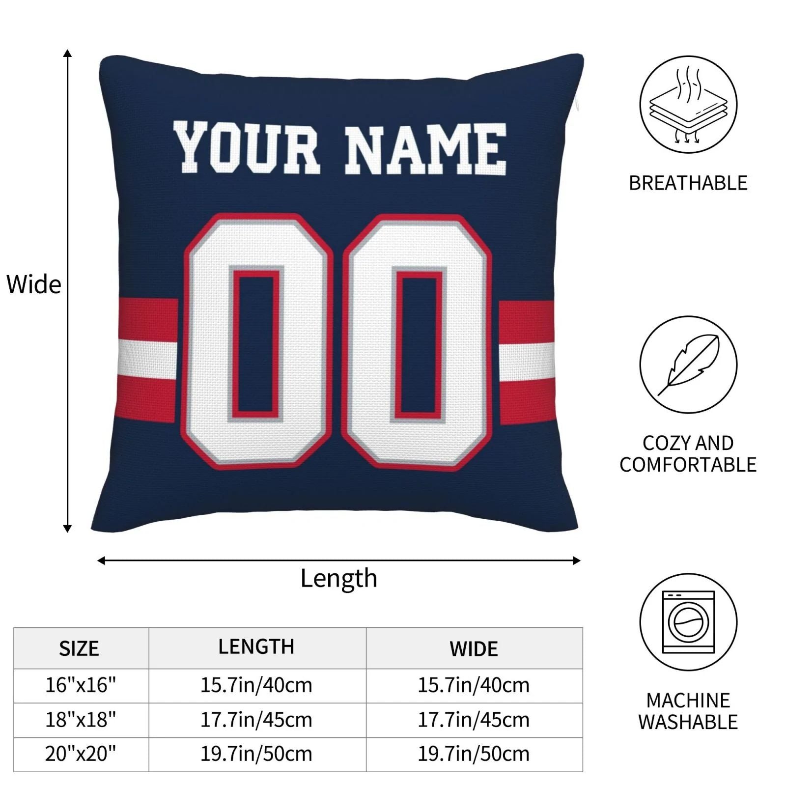 Custom NE.Patriots Pillow Decorative Throw Pillow Case - Print Personalized Football Team Fans Name & Number Birthday Gift Football Pillows view 8