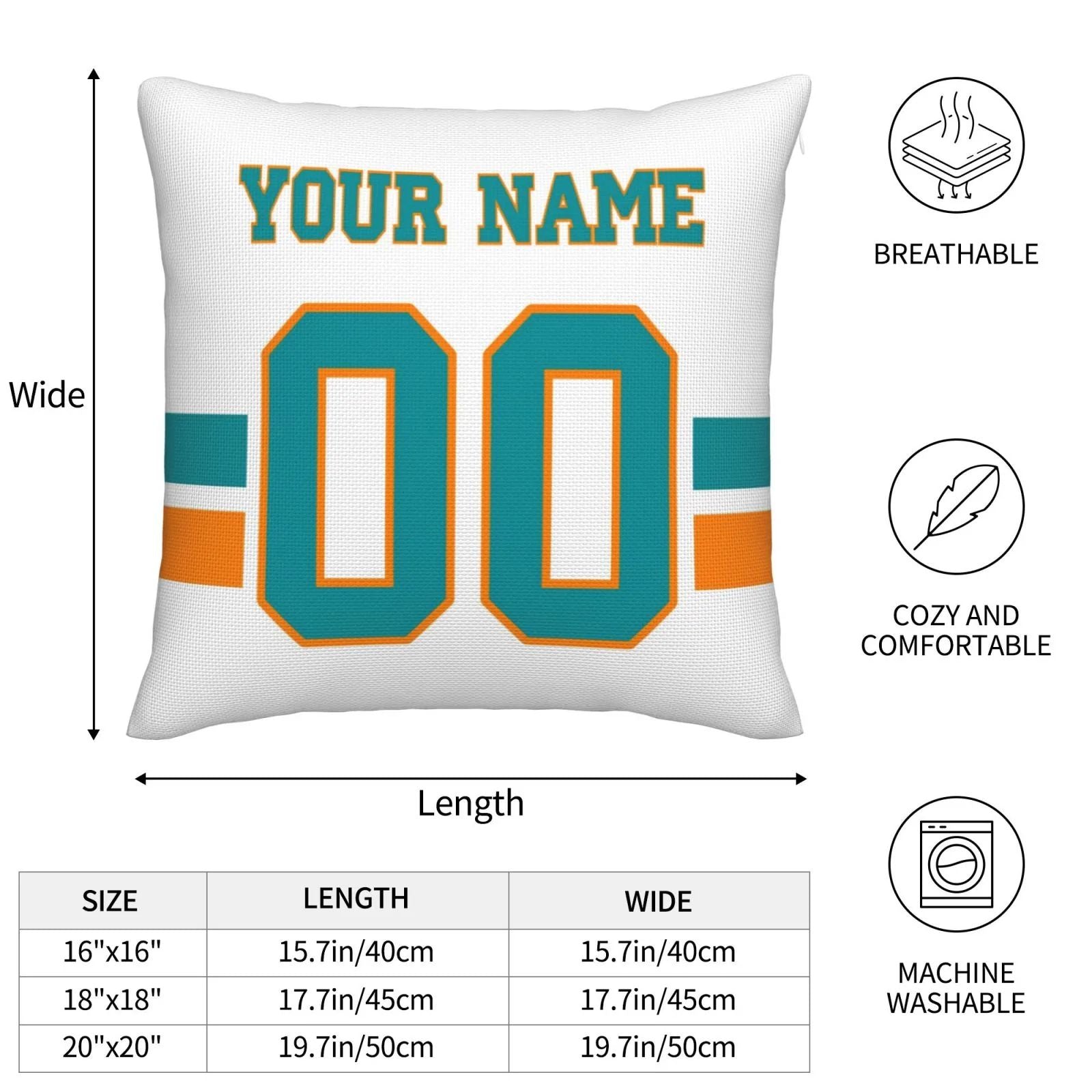 Custom M.Dolphins Pillow Decorative Throw Pillow Case - Print Personalized Football Team Fans Name & Number Birthday Gift Football Pillows view 4
