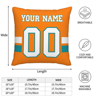 Custom M.Dolphins Pillow Decorative Throw Pillow Case - Print Personalized Football Team Fans Name & Number Birthday Gift Football Pillows view 6