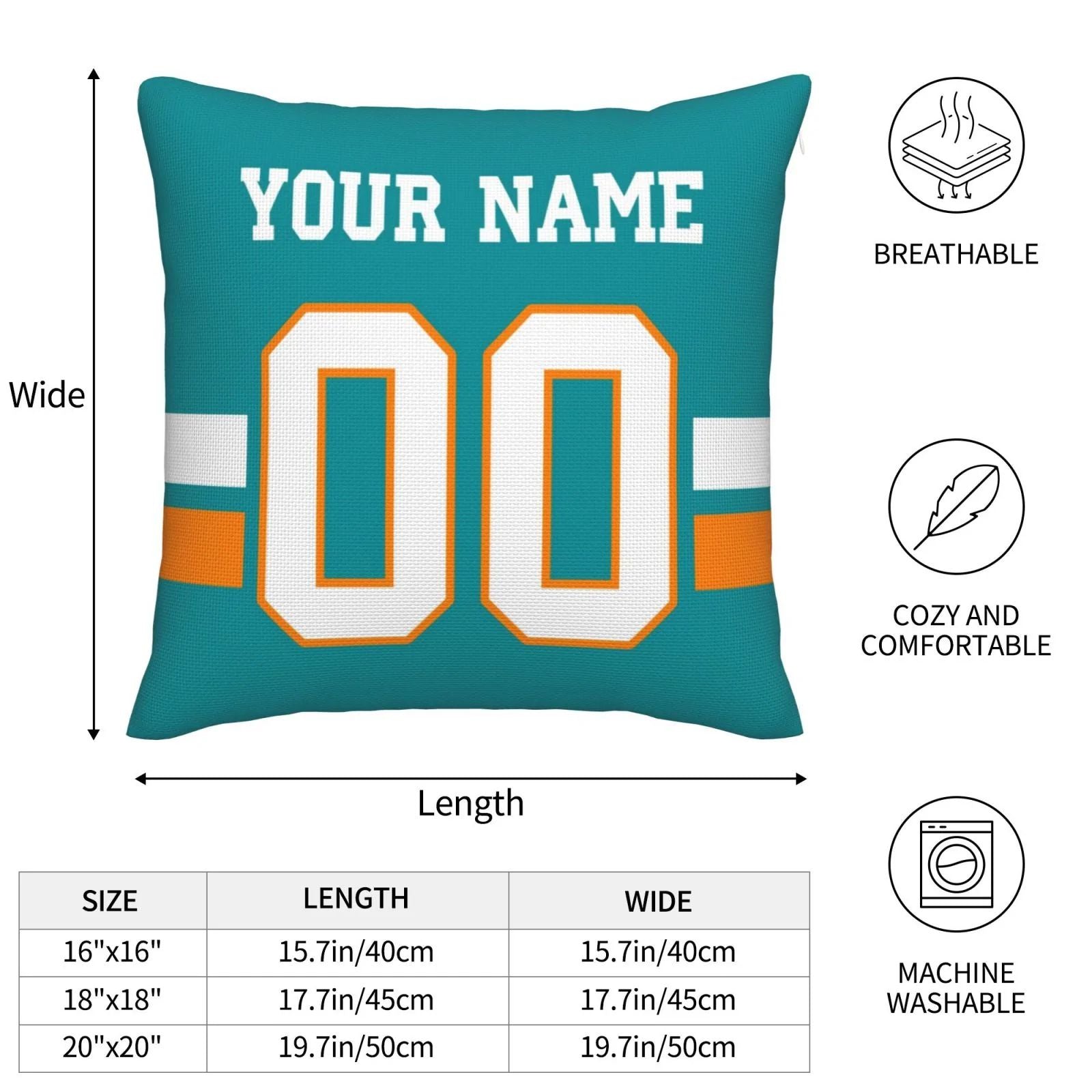 Custom M.Dolphins Pillow Decorative Throw Pillow Case - Print Personalized Football Team Fans Name & Number Birthday Gift Football Pillows view 8