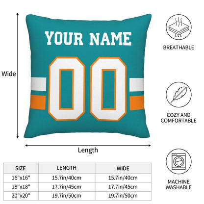 Custom M.Dolphins Pillow Decorative Throw Pillow Case - Print Personalized Football Team Fans Name & Number Birthday Gift Football Pillows view 8