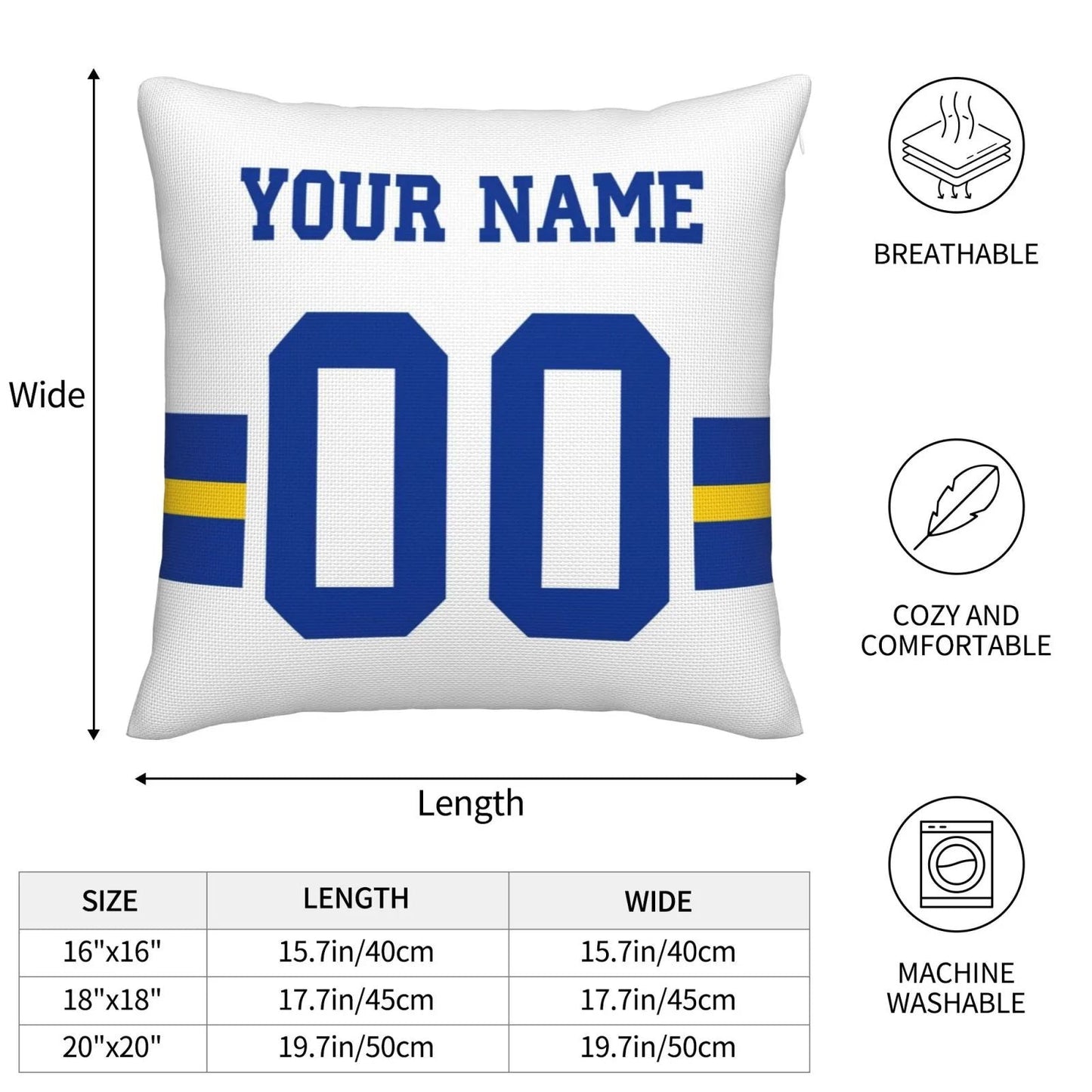 Custom LA.Rams Pillow Decorative Throw Pillow Case - Print Personalized Football Team Fans Name & Number Birthday Gift Football Pillows view 8