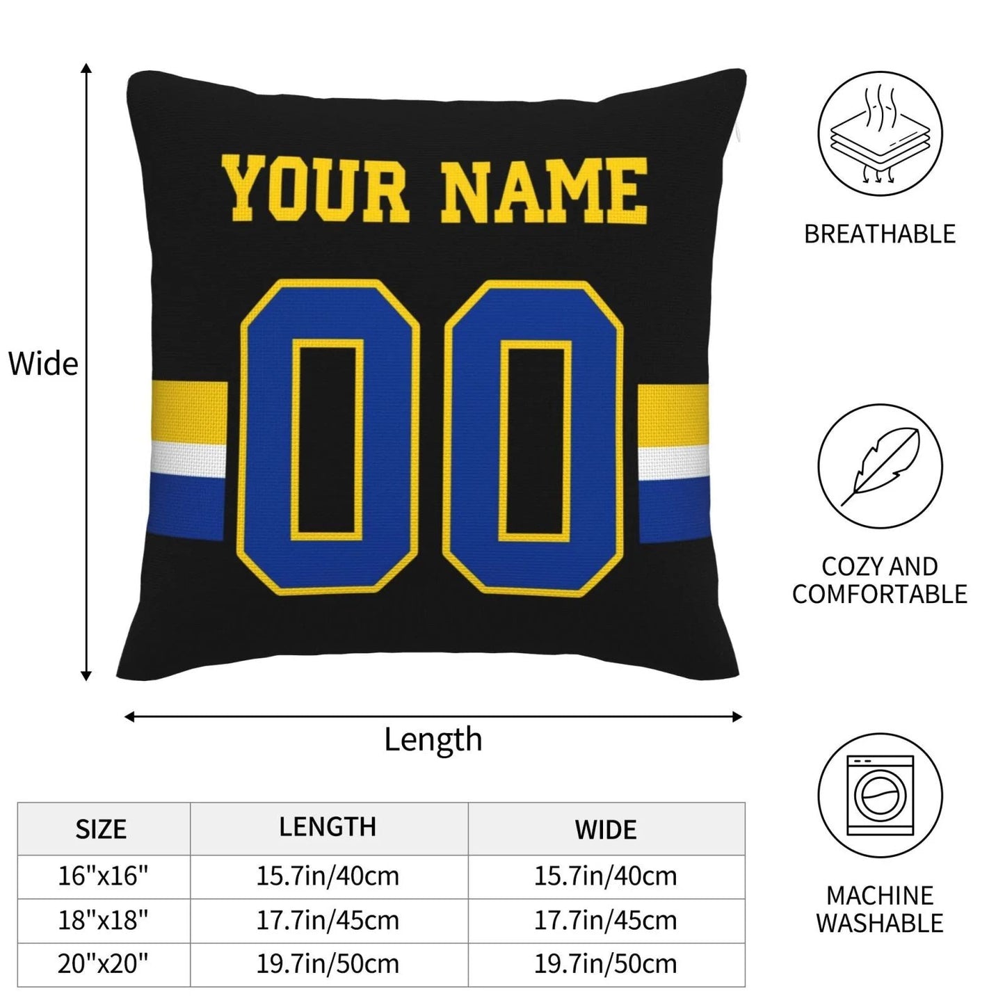 Custom LA.Rams Pillow Decorative Throw Pillow Case - Print Personalized Football Team Fans Name & Number Birthday Gift Football Pillows view 12