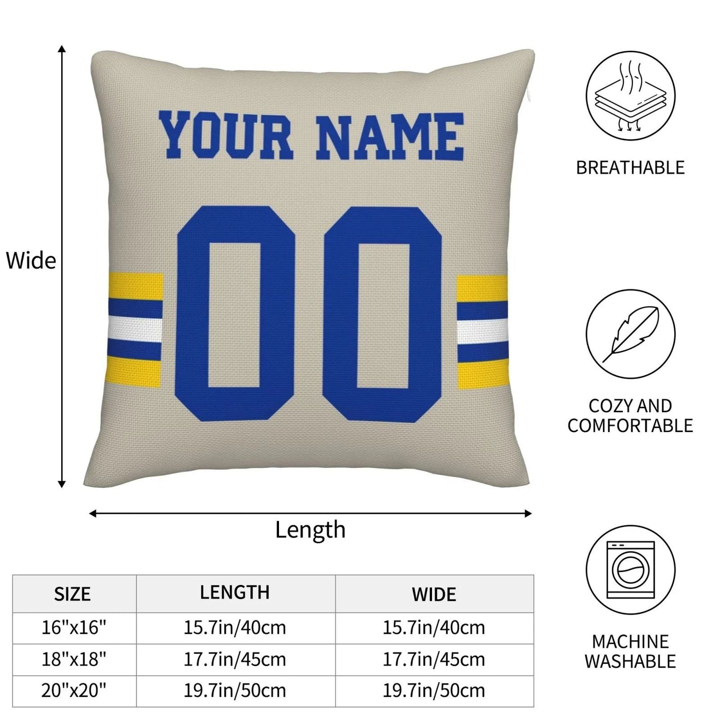 Custom LA.Rams Pillow Decorative Throw Pillow Case - Print Personalized Football Team Fans Name & Number Birthday Gift Football Pillows view 14