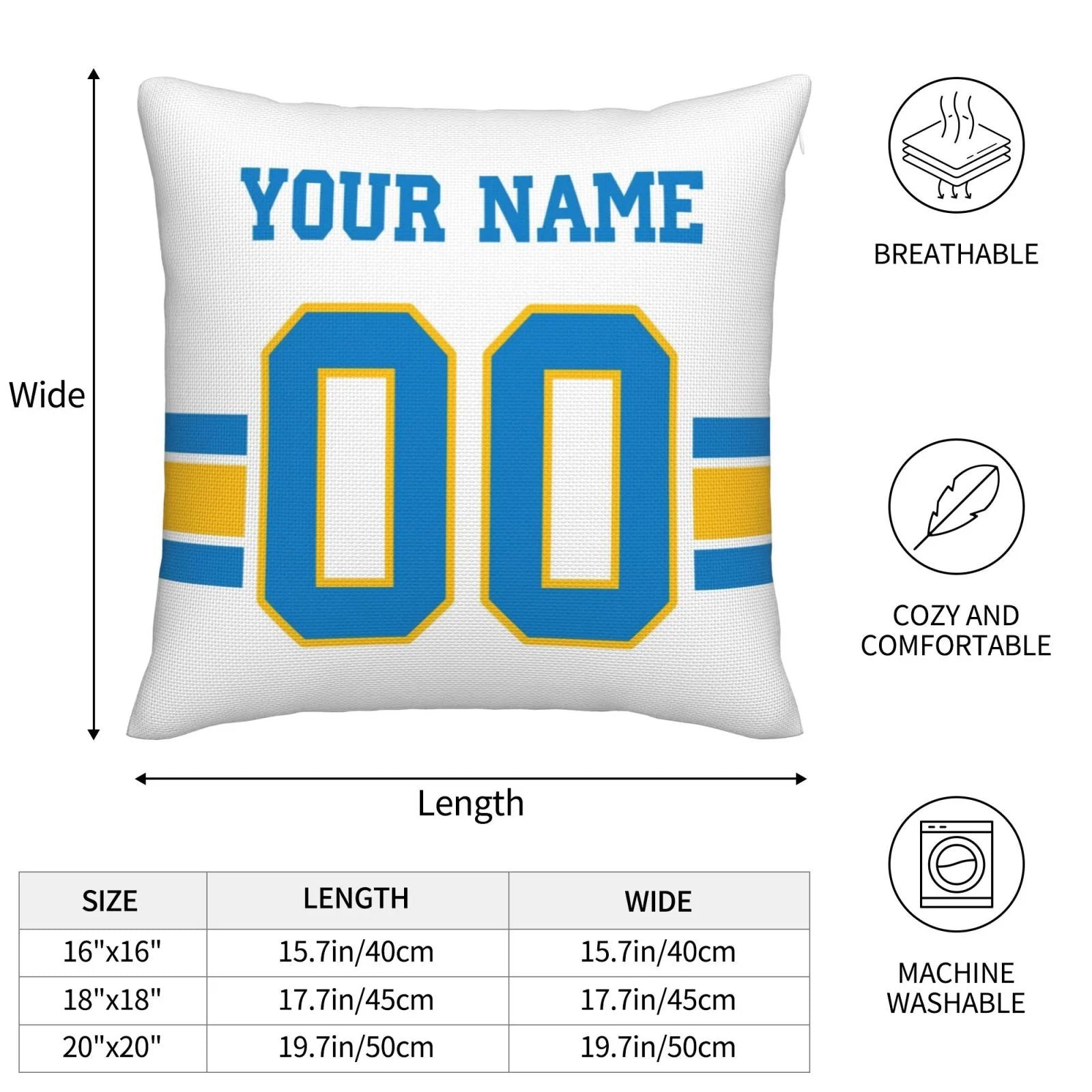 Custom LA.Chargers Pillow Decorative Throw Pillow Case - Print Personalized Football Team Fans Name & Number Birthday Gift Football Pillows view 4