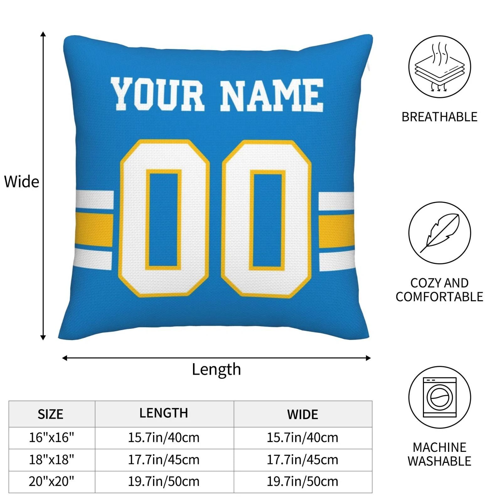 Custom LA.Chargers Pillow Decorative Throw Pillow Case - Print Personalized Football Team Fans Name & Number Birthday Gift Football Pillows view 6