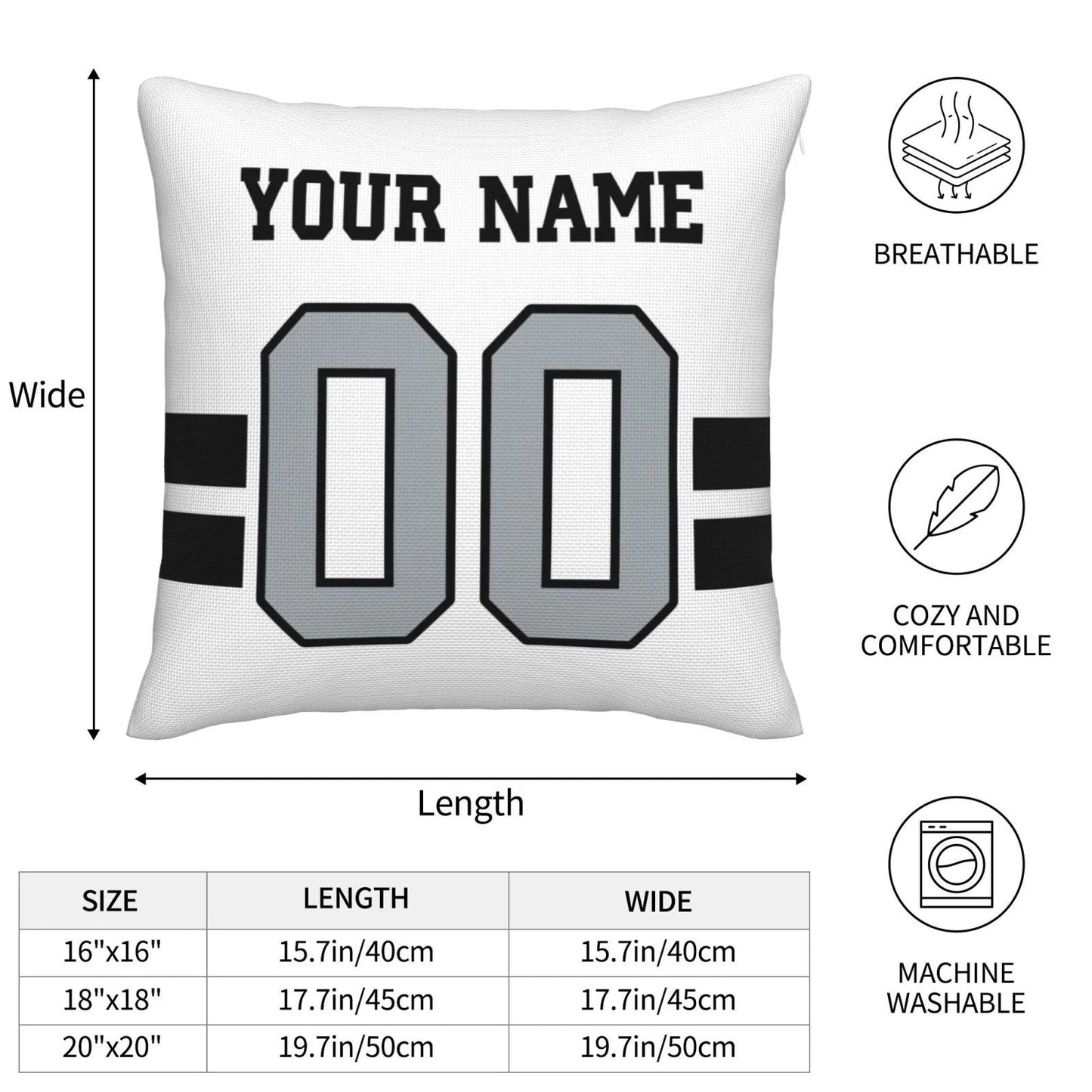 Custom L.Raiders Pillow Decorative Throw Pillow Case - Print Personalized Football Team Fans Name & Number Birthday Gift Football Pillows view 4