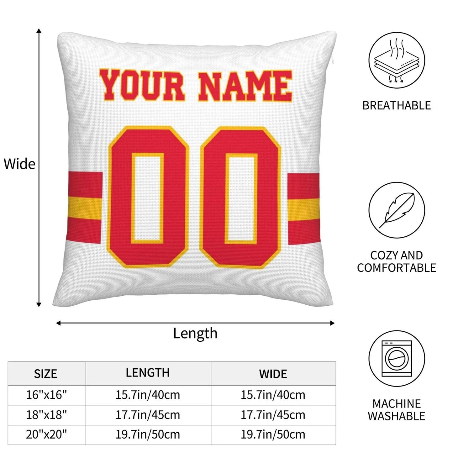 Custom KC.Chiefs Pillow Decorative Throw Pillow Case - Print Personalized Football Team Fans Name & Number Birthday Gift Football Pillows view 4