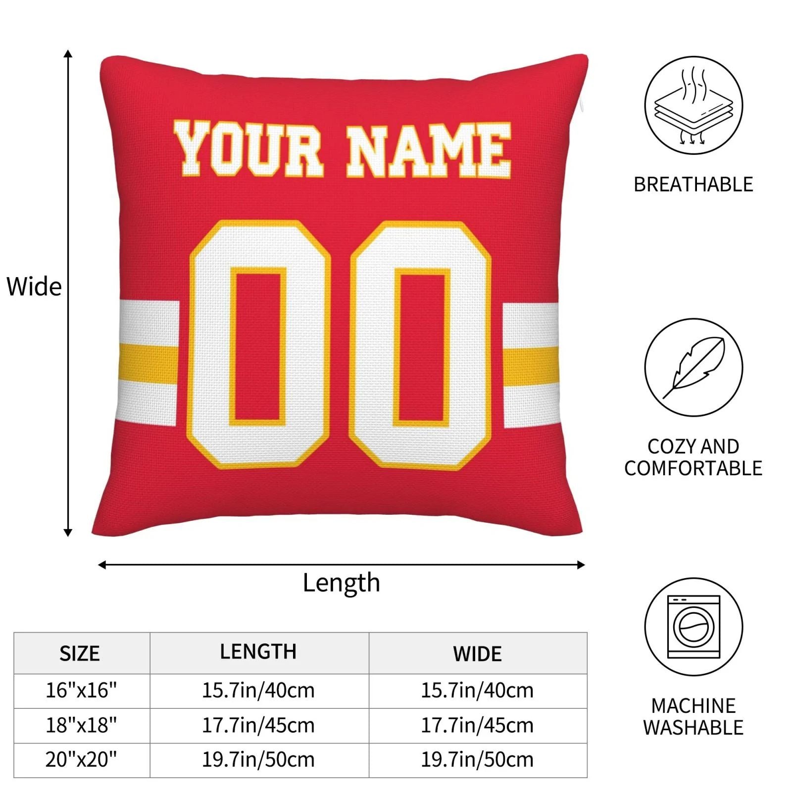 Custom KC.Chiefs Pillow Decorative Throw Pillow Case - Print Personalized Football Team Fans Name & Number Birthday Gift Football Pillows view 6