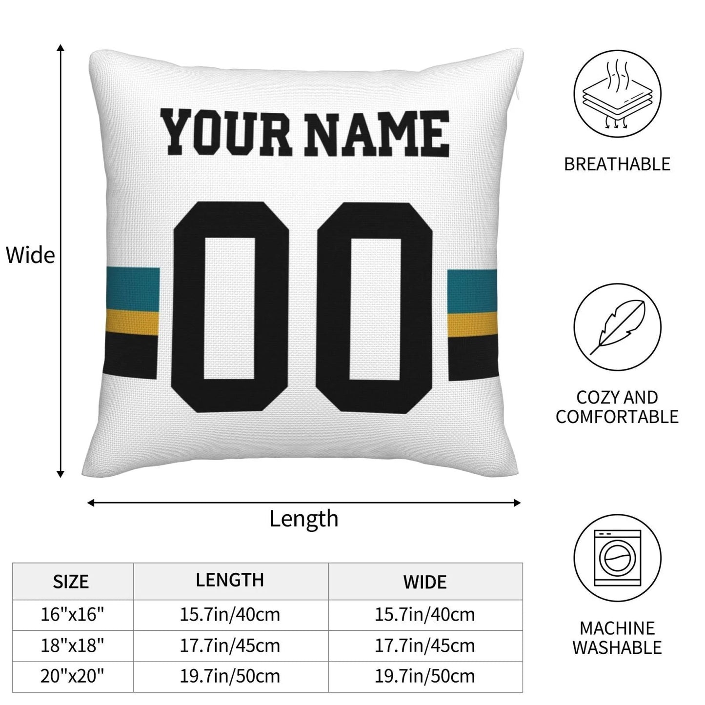 Custom J.Jaguars Pillow Decorative Throw Pillow Case - Print Personalized Football Team Fans Name & Number Birthday Gift Football Pillows view 4