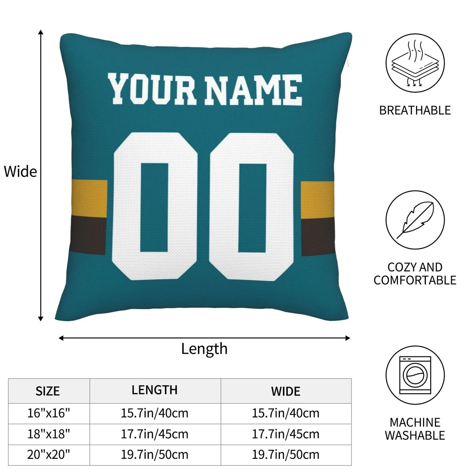 Custom J.Jaguars Pillow Decorative Throw Pillow Case - Print Personalized Football Team Fans Name & Number Birthday Gift Football Pillows view 6