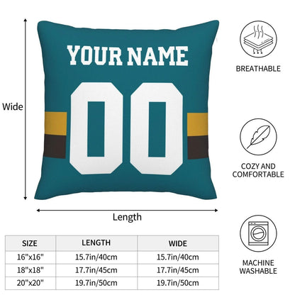 Custom J.Jaguars Pillow Decorative Throw Pillow Case - Print Personalized Football Team Fans Name & Number Birthday Gift Football Pillows view 6