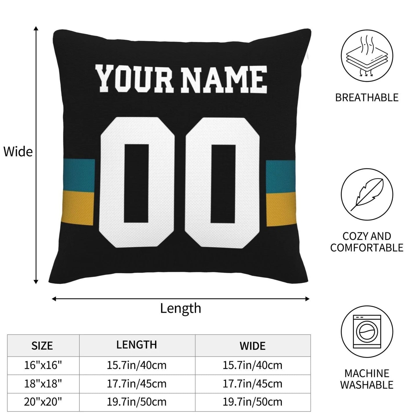 Custom J.Jaguars Pillow Decorative Throw Pillow Case - Print Personalized Football Team Fans Name & Number Birthday Gift Football Pillows view 8