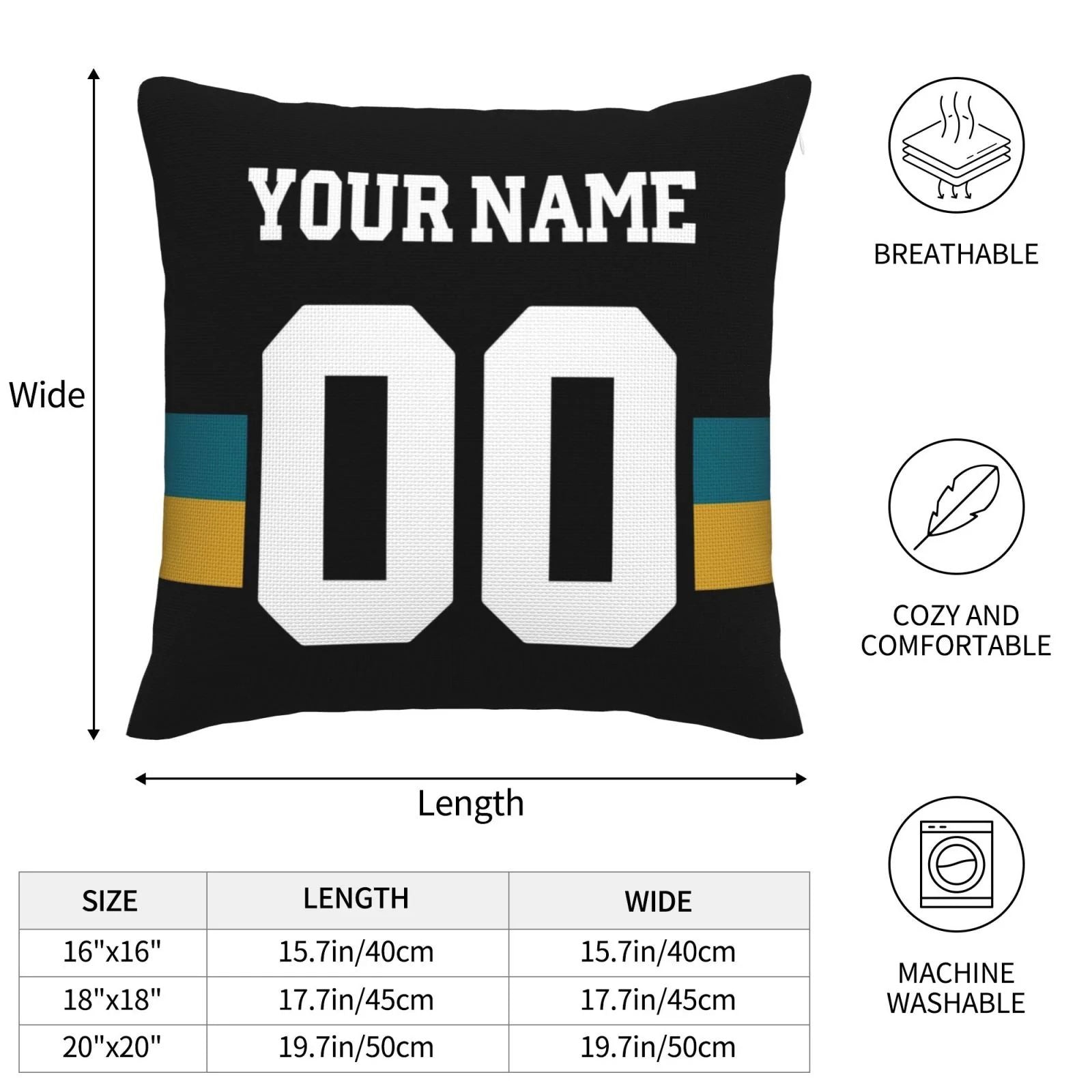 Custom J.Jaguars Pillow Decorative Throw Pillow Case - Print Personalized Football Team Fans Name & Number Birthday Gift Football Pillows view 8