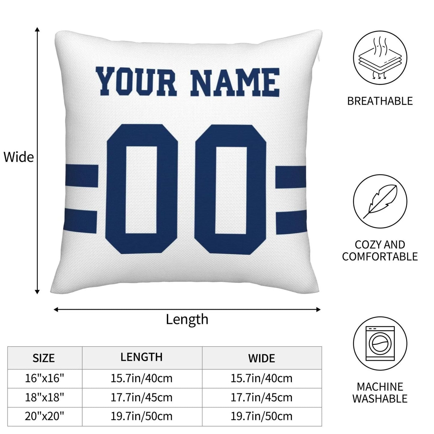 Custom IN.Colts Pillow Decorative Throw Pillow Case - Print Personalized Football Team Fans Name & Number Birthday Gift Football Pillows view 3