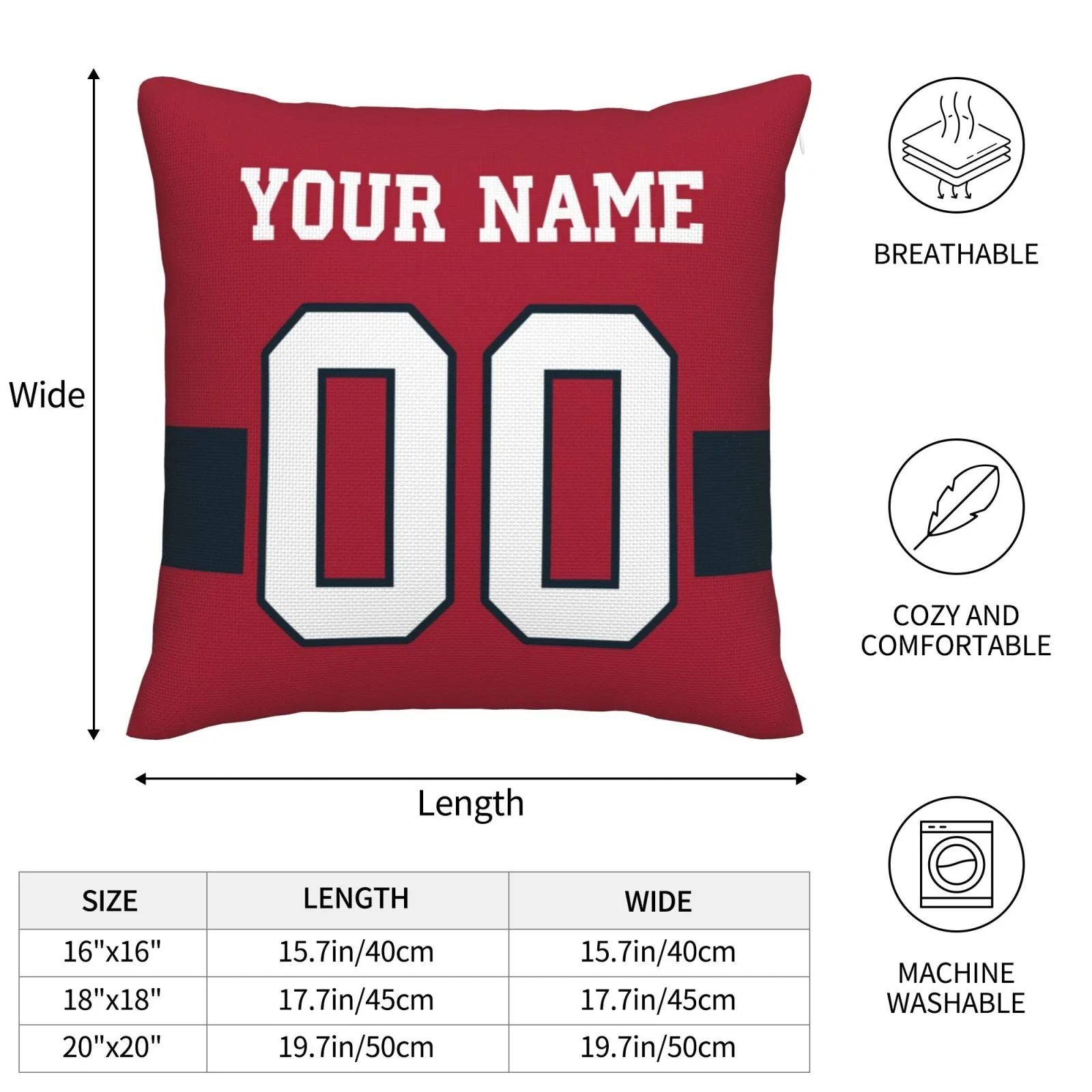 Custom H.Texans Pillow Decorative Throw Pillow Case - Print Personalized Football Team Fans Name & Number Birthday Gift Football Pillows view 6