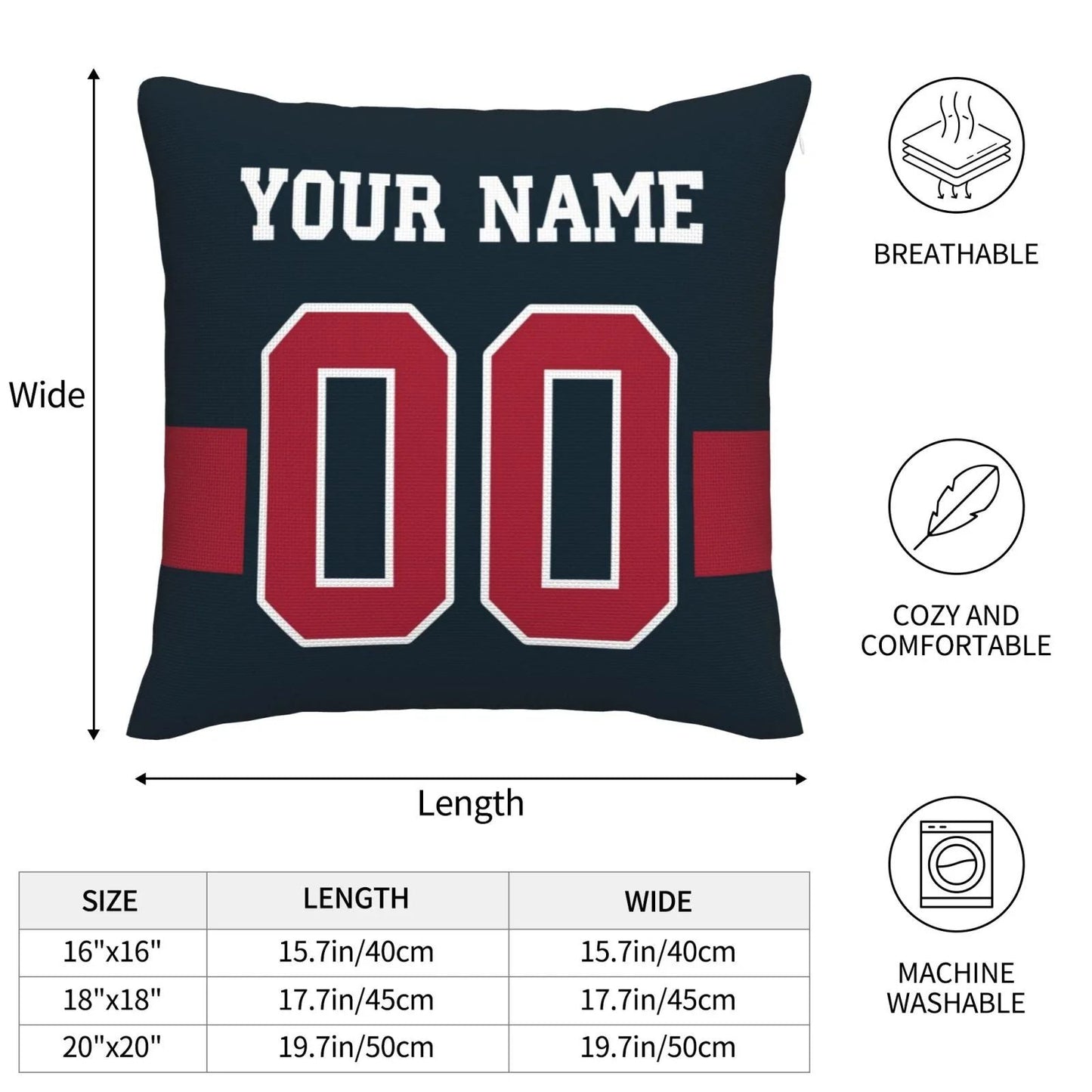 Custom H.Texans Pillow Decorative Throw Pillow Case - Print Personalized Football Team Fans Name & Number Birthday Gift Football Pillows view 8