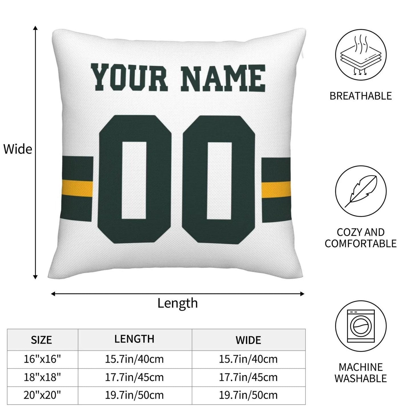 Custom GB.Packers Pillow Decorative Throw Pillow Case - Print Personalized Football Team Fans Name & Number Birthday Gift Football Pillows view 4
