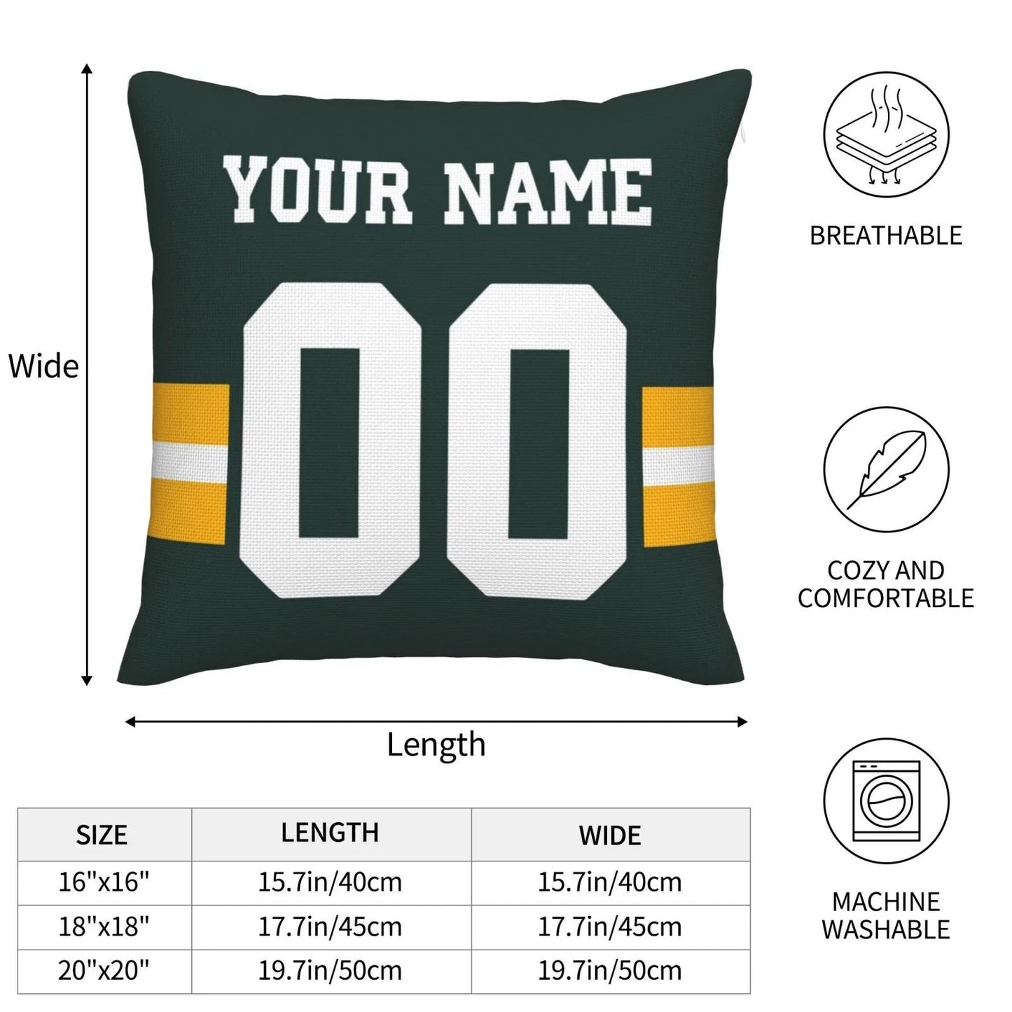 Custom GB.Packers Pillow Decorative Throw Pillow Case - Print Personalized Football Team Fans Name & Number Birthday Gift Football Pillows view 8