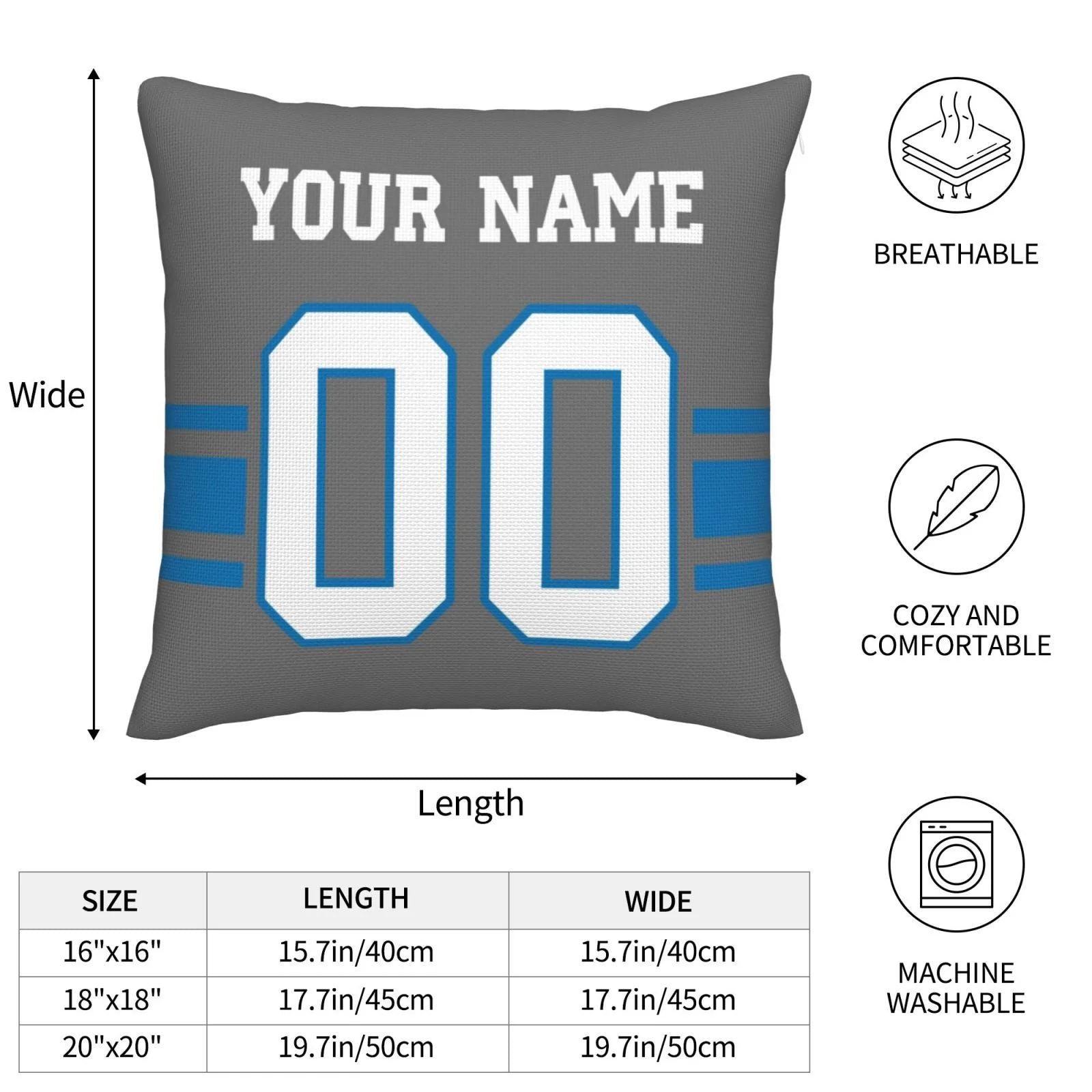 Custom D.Lions Pillow Decorative Throw Pillow Case - Print Personalized Football Team Fans Name & Number Birthday Gift Football Pillows view 4