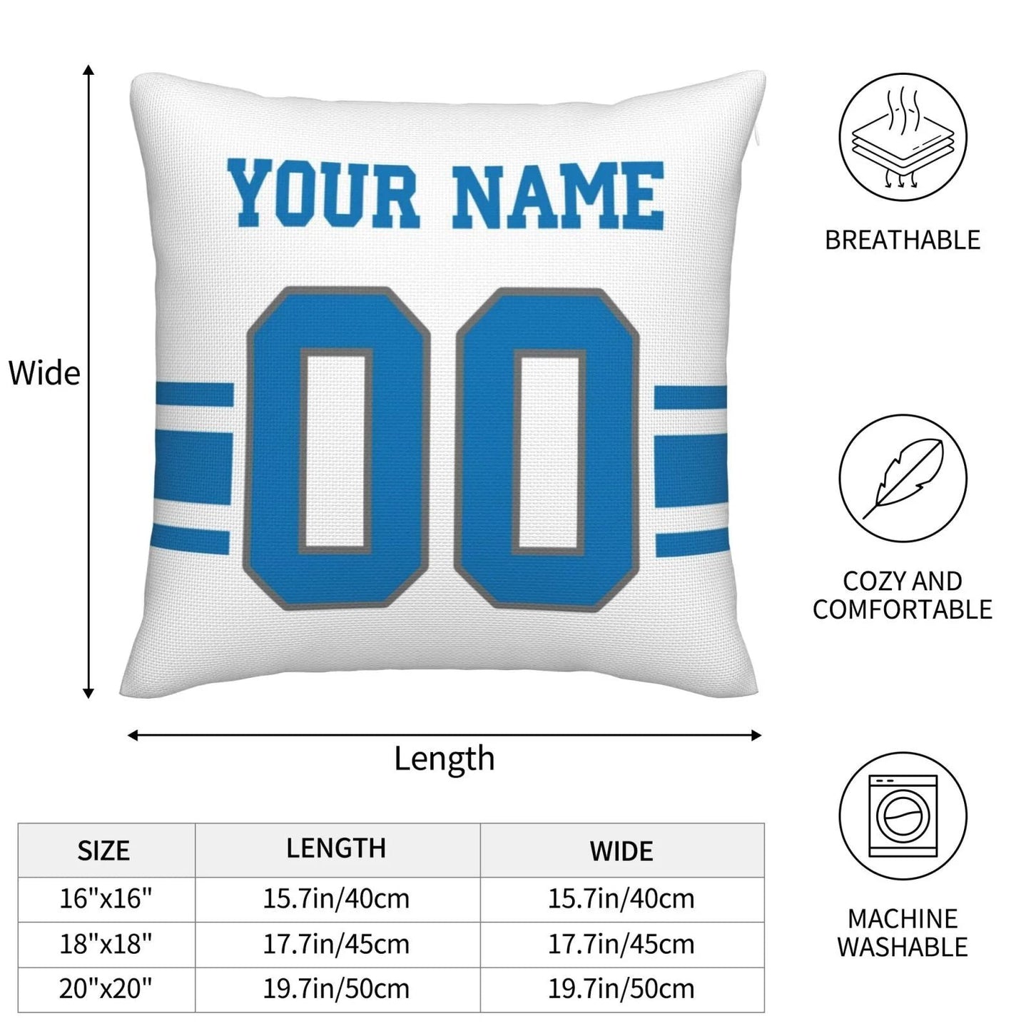 Custom D.Lions Pillow Decorative Throw Pillow Case - Print Personalized Football Team Fans Name & Number Birthday Gift Football Pillows view 6