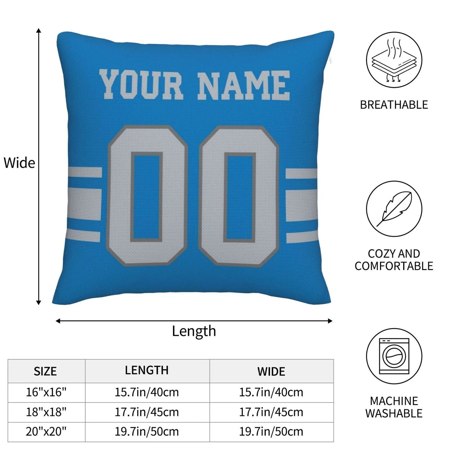 Custom D.Lions Pillow Decorative Throw Pillow Case - Print Personalized Football Team Fans Name & Number Birthday Gift Football Pillows view 8