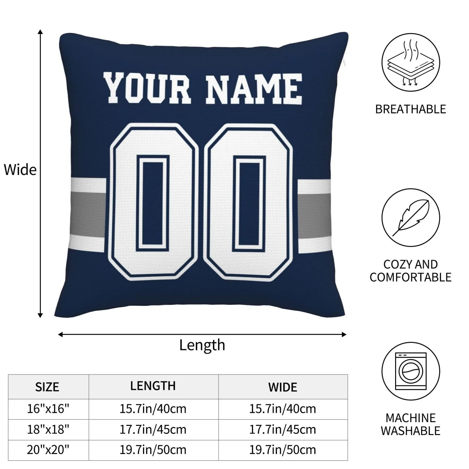 Custom D.Cowboys Pillow Decorative Throw Pillow Case - Print Personalized Football Team Fans Name & Number Birthday Gift Football Pillows view 4