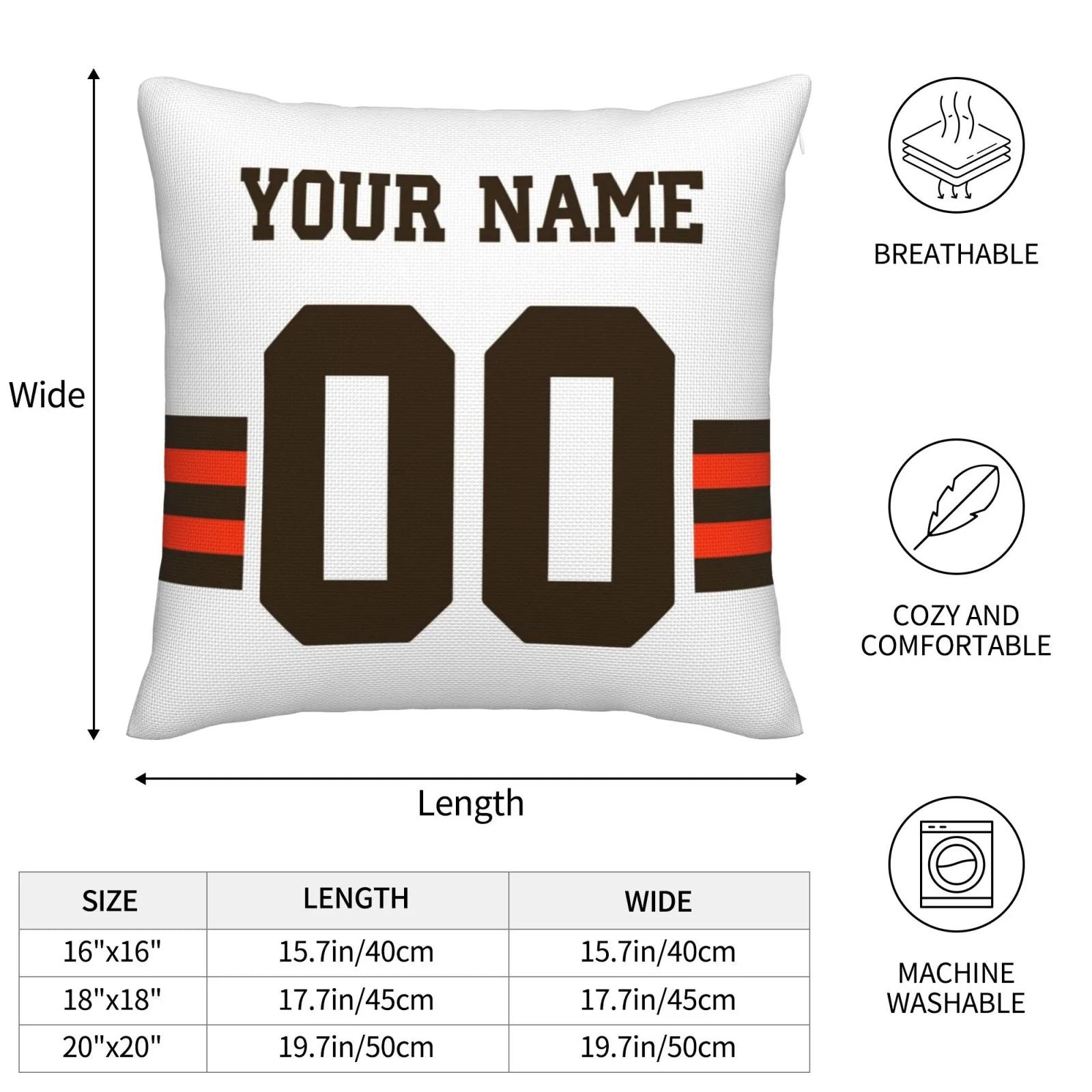Custom C.Browns Pillow Decorative Throw Pillow Case - Print Personalized Football Team Fans Name & Number Birthday Gift Football Pillows view 4