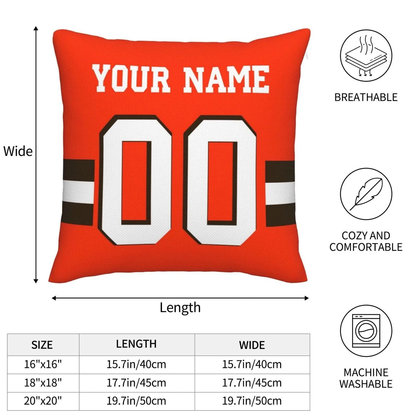 Custom C.Browns Pillow Decorative Throw Pillow Case - Print Personalized Football Team Fans Name & Number Birthday Gift Football Pillows view 6
