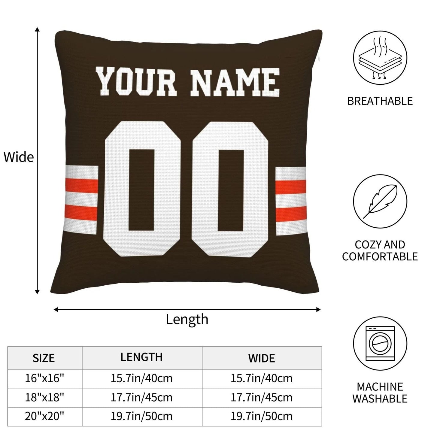Custom C.Browns Pillow Decorative Throw Pillow Case - Print Personalized Football Team Fans Name & Number Birthday Gift Football Pillows view 8