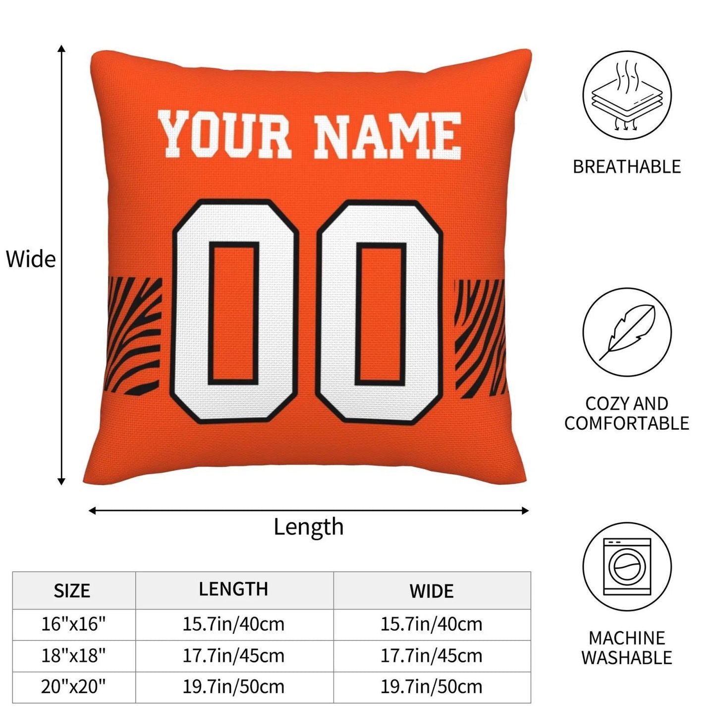 Custom C.Bengals Pillow Decorative Throw Pillow Case - Print Personalized Football Team Fans Name & Number Birthday Gift Football Pillows view 4