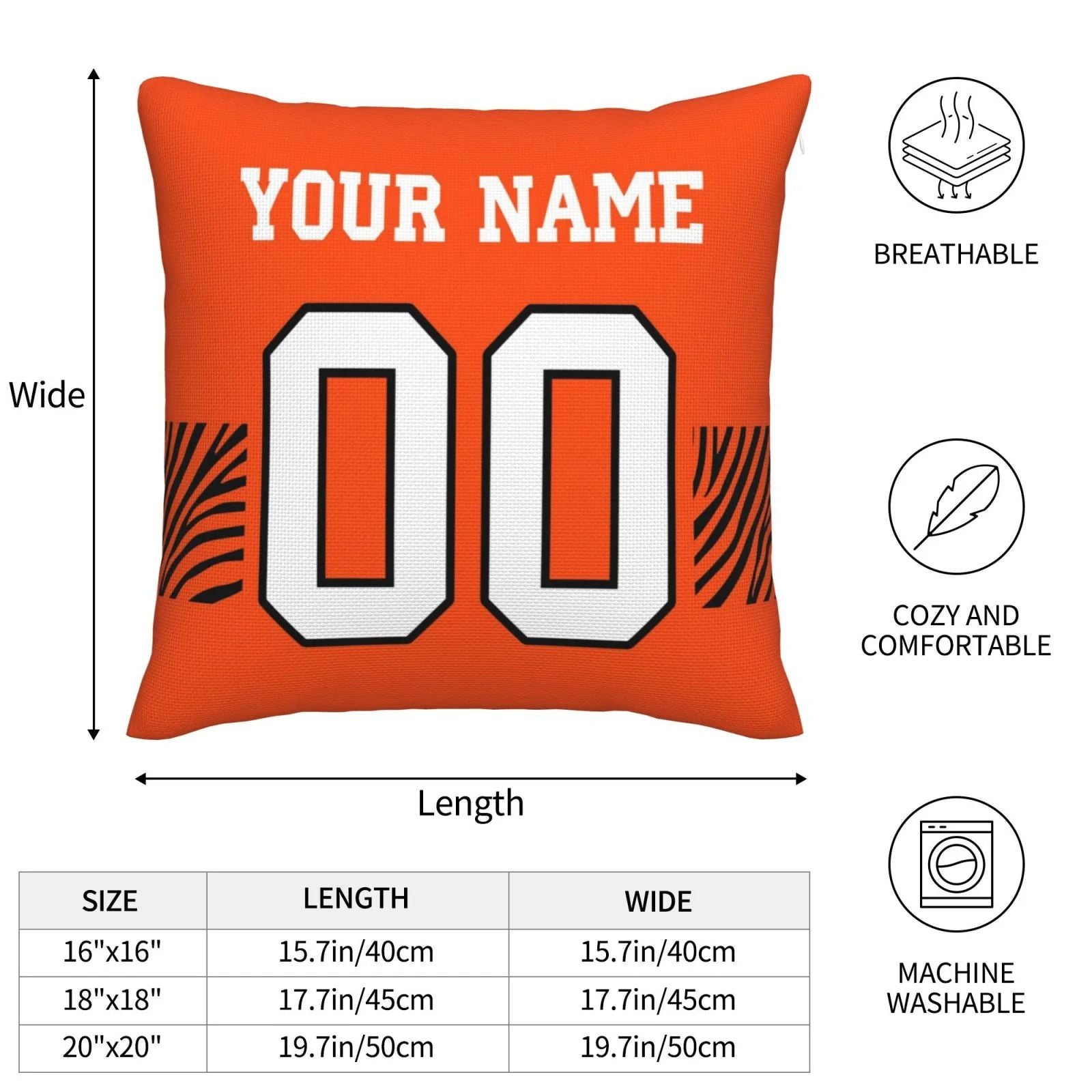 Custom C.Bengals Pillow Decorative Throw Pillow Case - Print Personalized Football Team Fans Name & Number Birthday Gift Football Pillows view 4