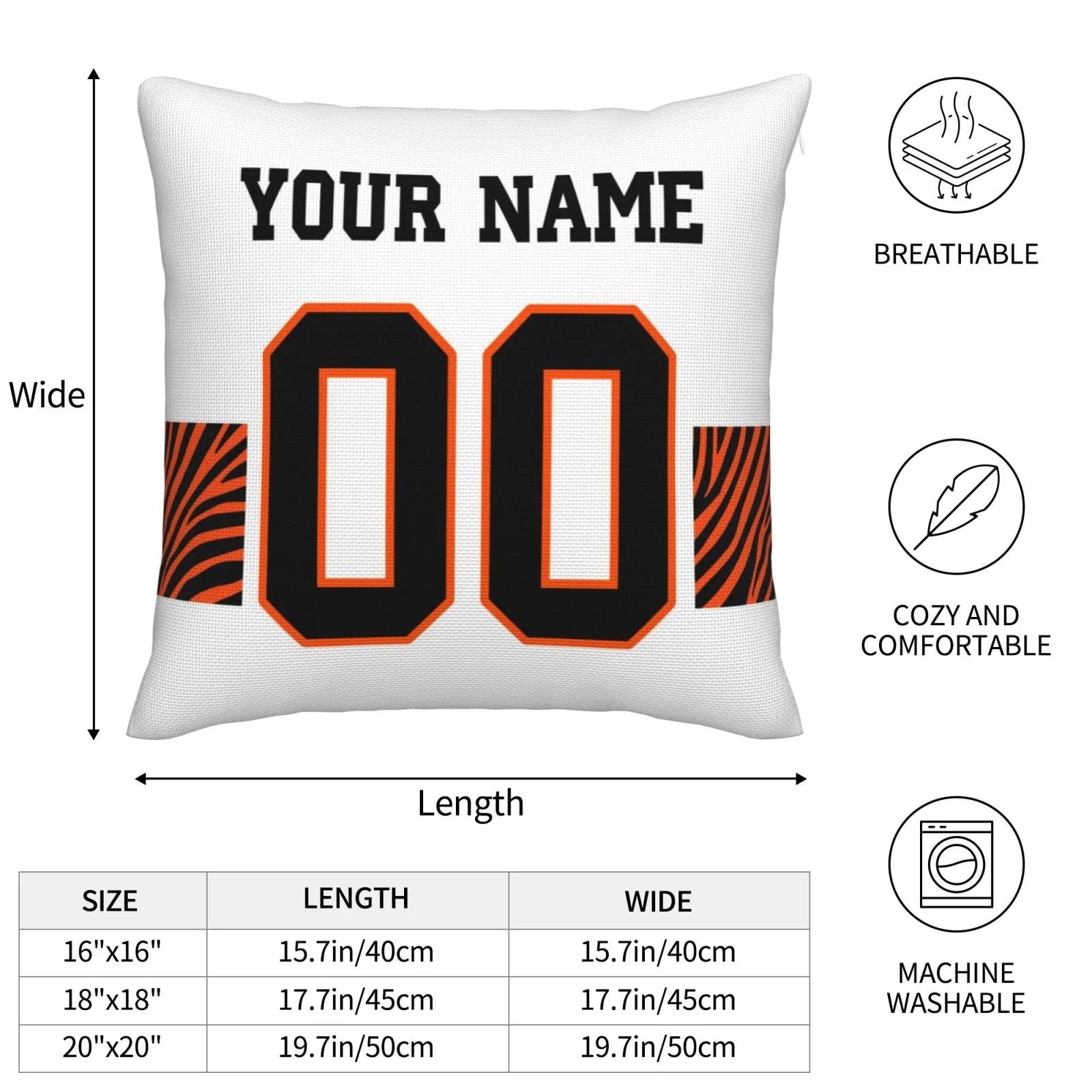 Custom C.Bengals Pillow Decorative Throw Pillow Case - Print Personalized Football Team Fans Name & Number Birthday Gift Football Pillows view 7