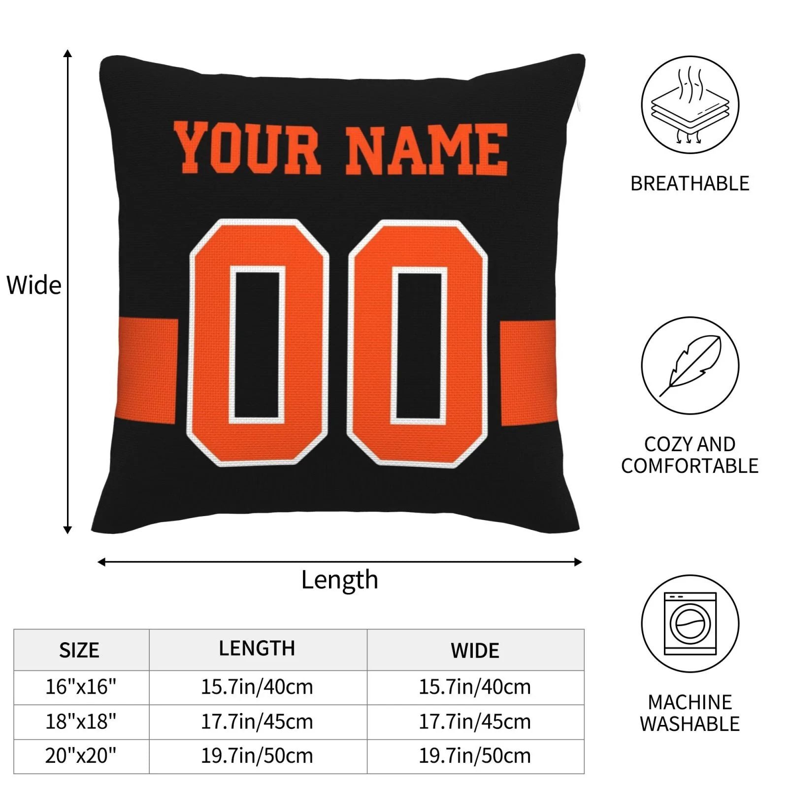 Custom C.Bengals Pillow Decorative Throw Pillow Case - Print Personalized Football Team Fans Name & Number Birthday Gift Football Pillows view 8