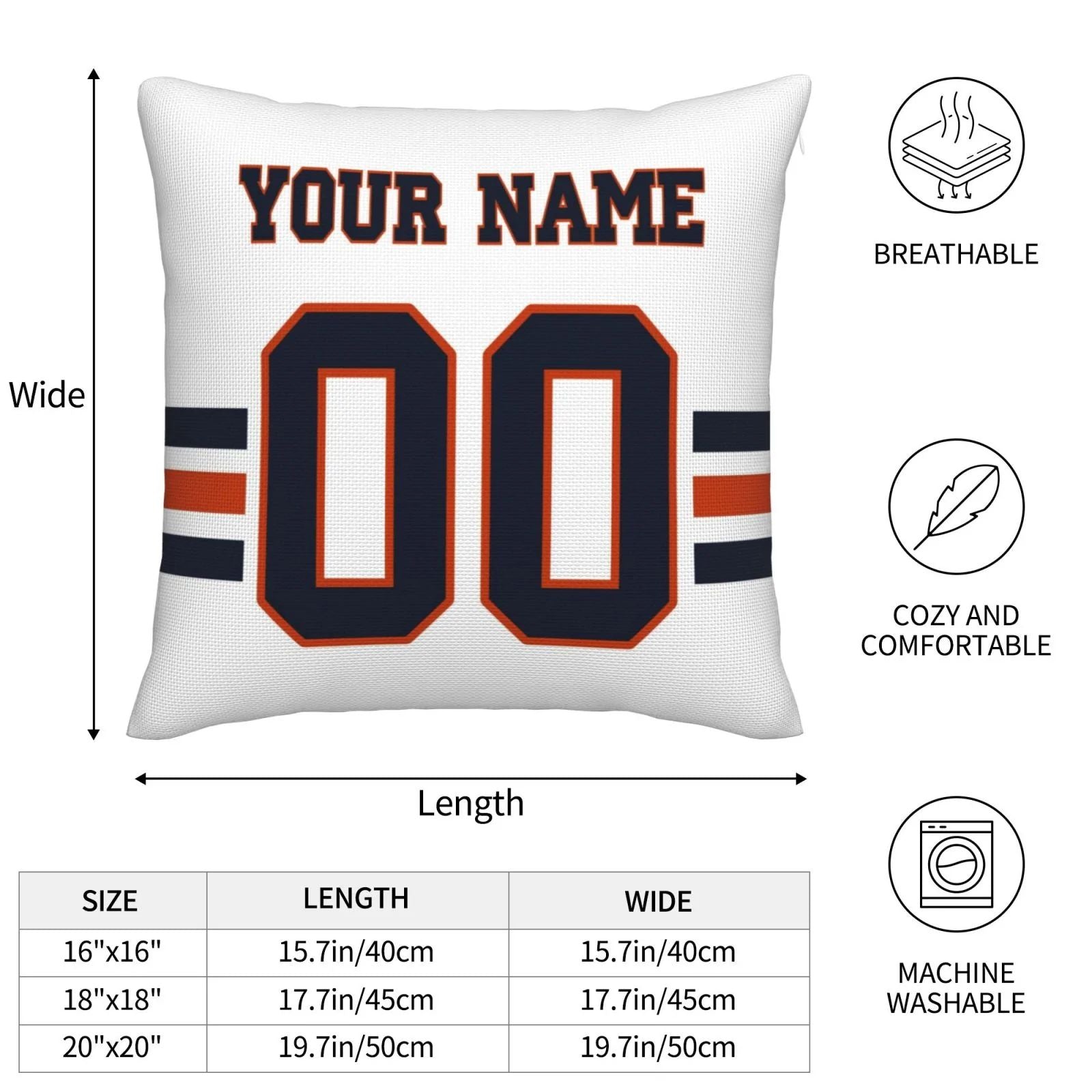 Custom C.Bears Pillow Decorative Throw Pillow Case - Print Personalized Football Team Fans Name & Number Birthday Gift Football Pillows view 4