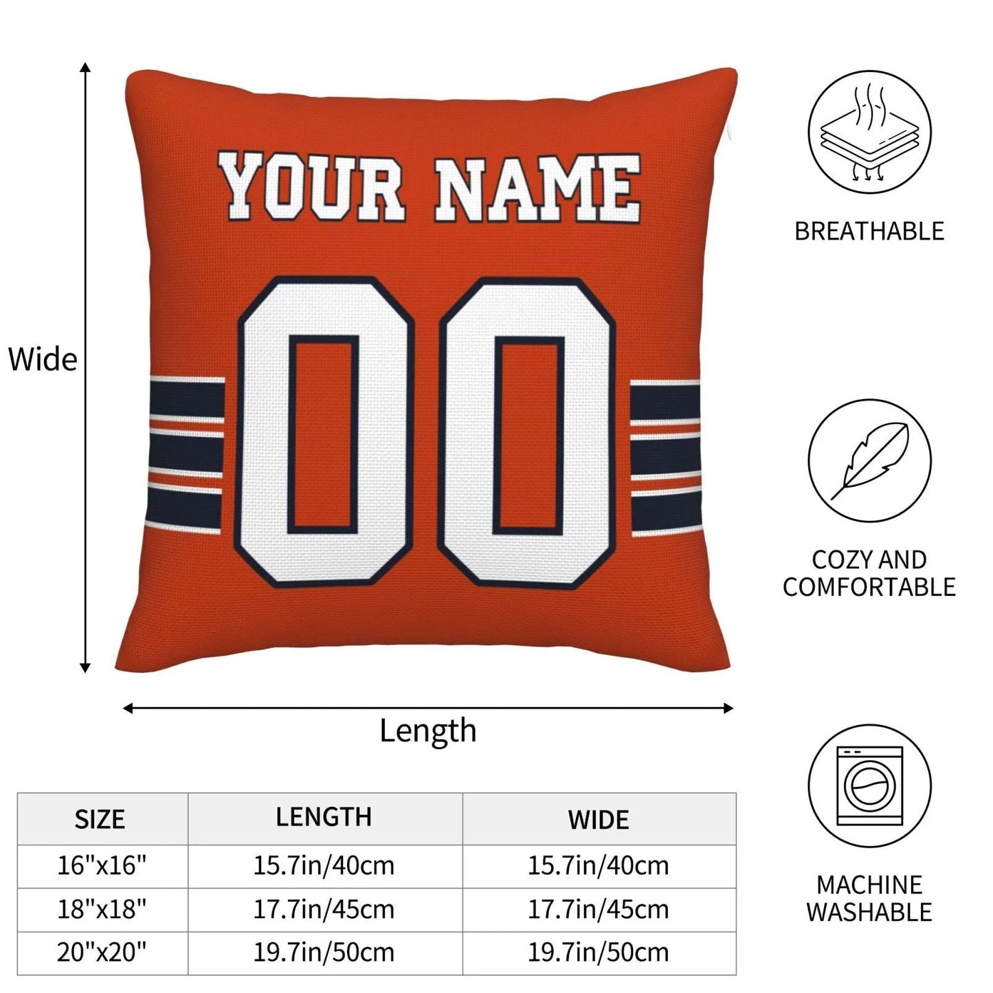 Custom C.Bears Pillow Decorative Throw Pillow Case - Print Personalized Football Team Fans Name & Number Birthday Gift Football Pillows view 6