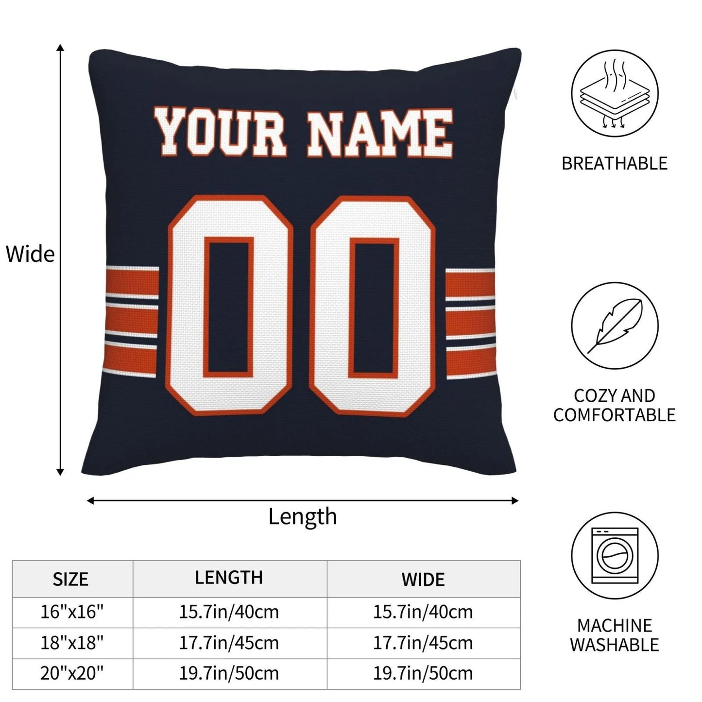 Custom C.Bears Pillow Decorative Throw Pillow Case - Print Personalized Football Team Fans Name & Number Birthday Gift Football Pillows view 8