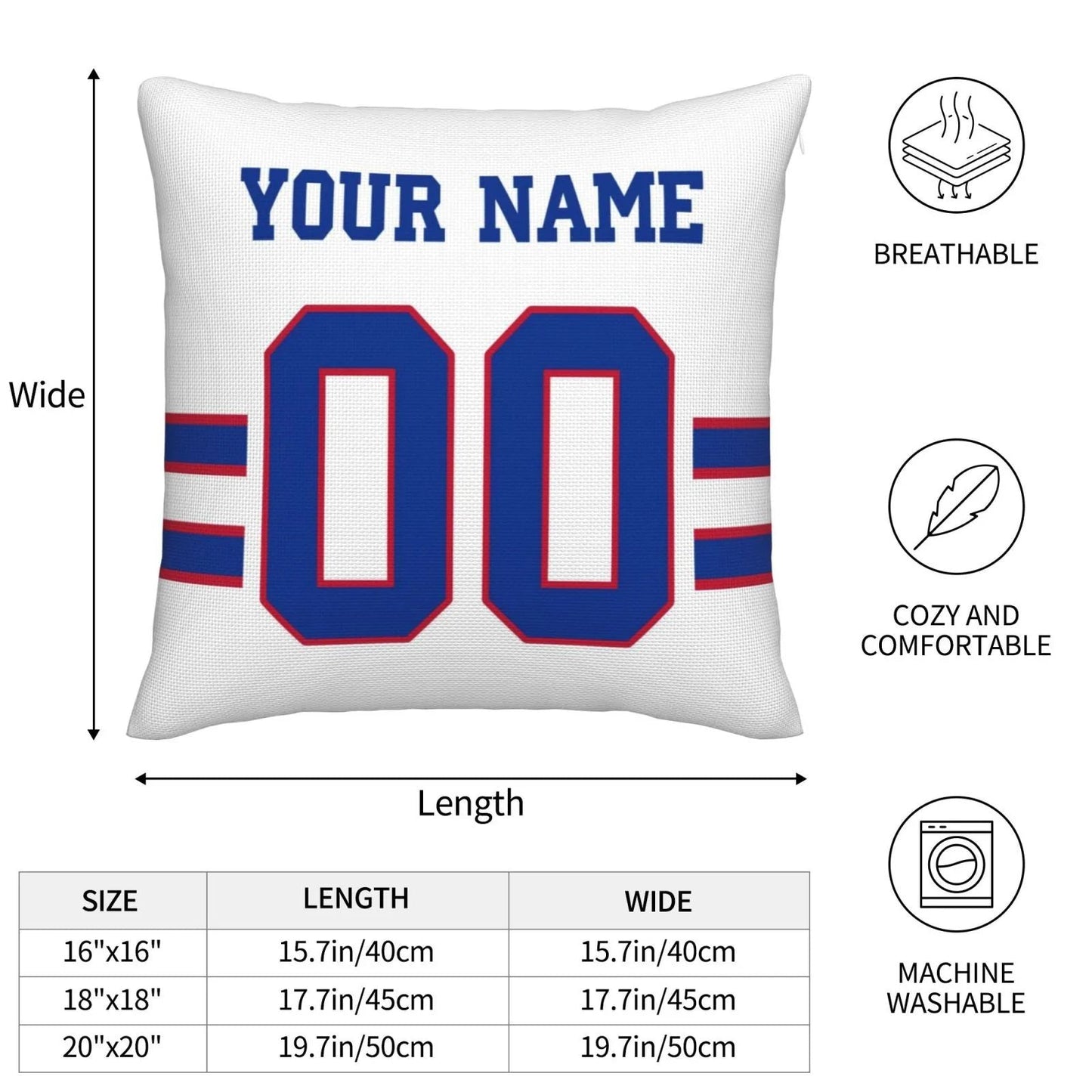 Custom B.Bills Pillow Royal Football Team Decorative Throw Pillow Case Print Personalized Football Style Fans Letters & Number Birthday Gift Football Pillows view 4