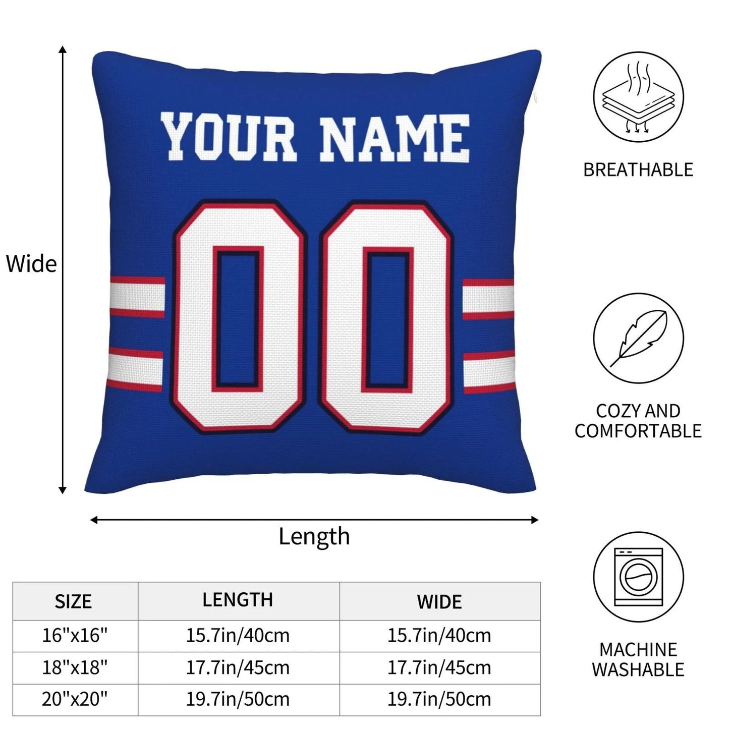 Custom B.Bills Pillow Royal Football Team Decorative Throw Pillow Case Print Personalized Football Style Fans Letters & Number Birthday Gift Football Pillows view 6