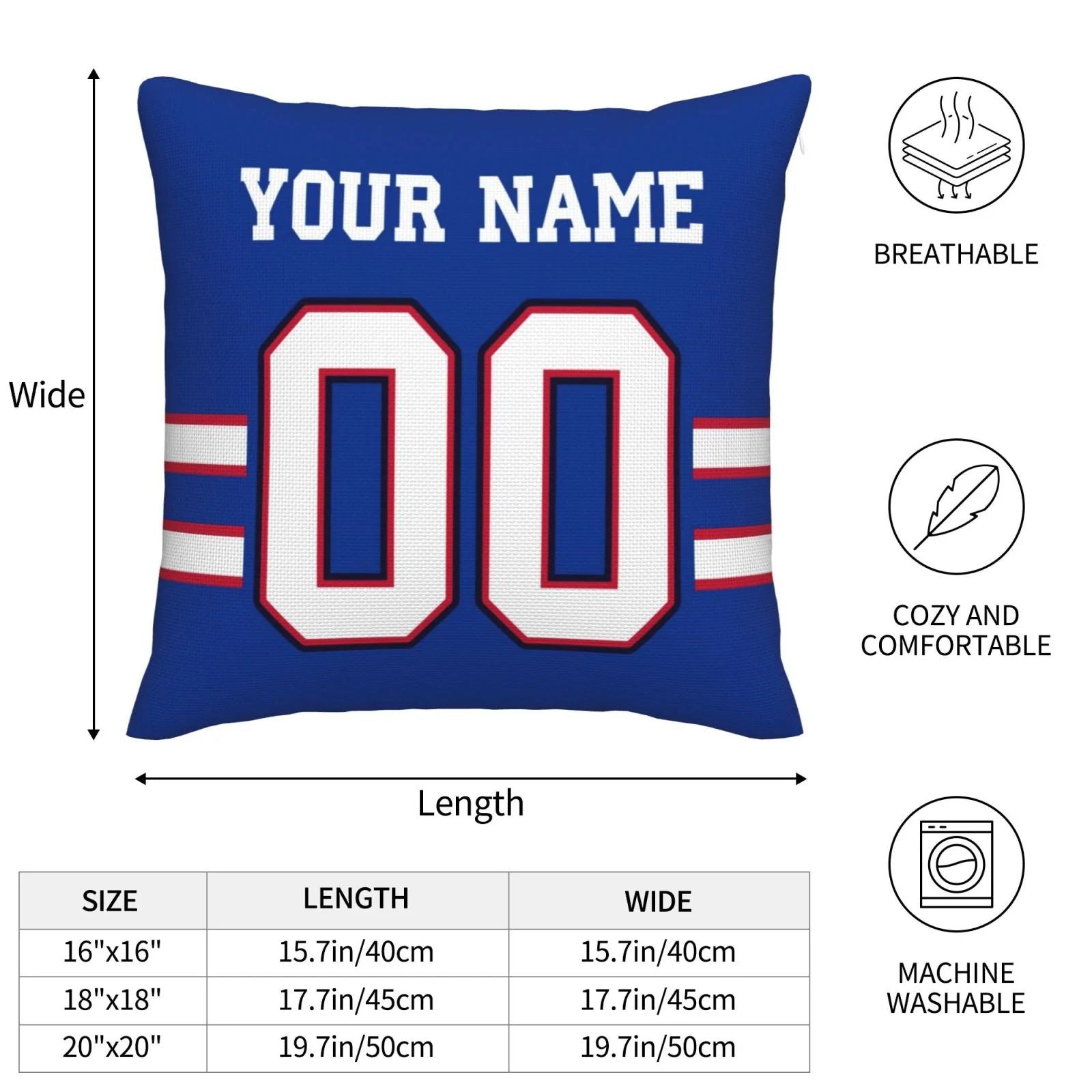 Custom B.Bills Pillow Royal Football Team Decorative Throw Pillow Case Print Personalized Football Style Fans Letters & Number Birthday Gift Football Pillows view 6