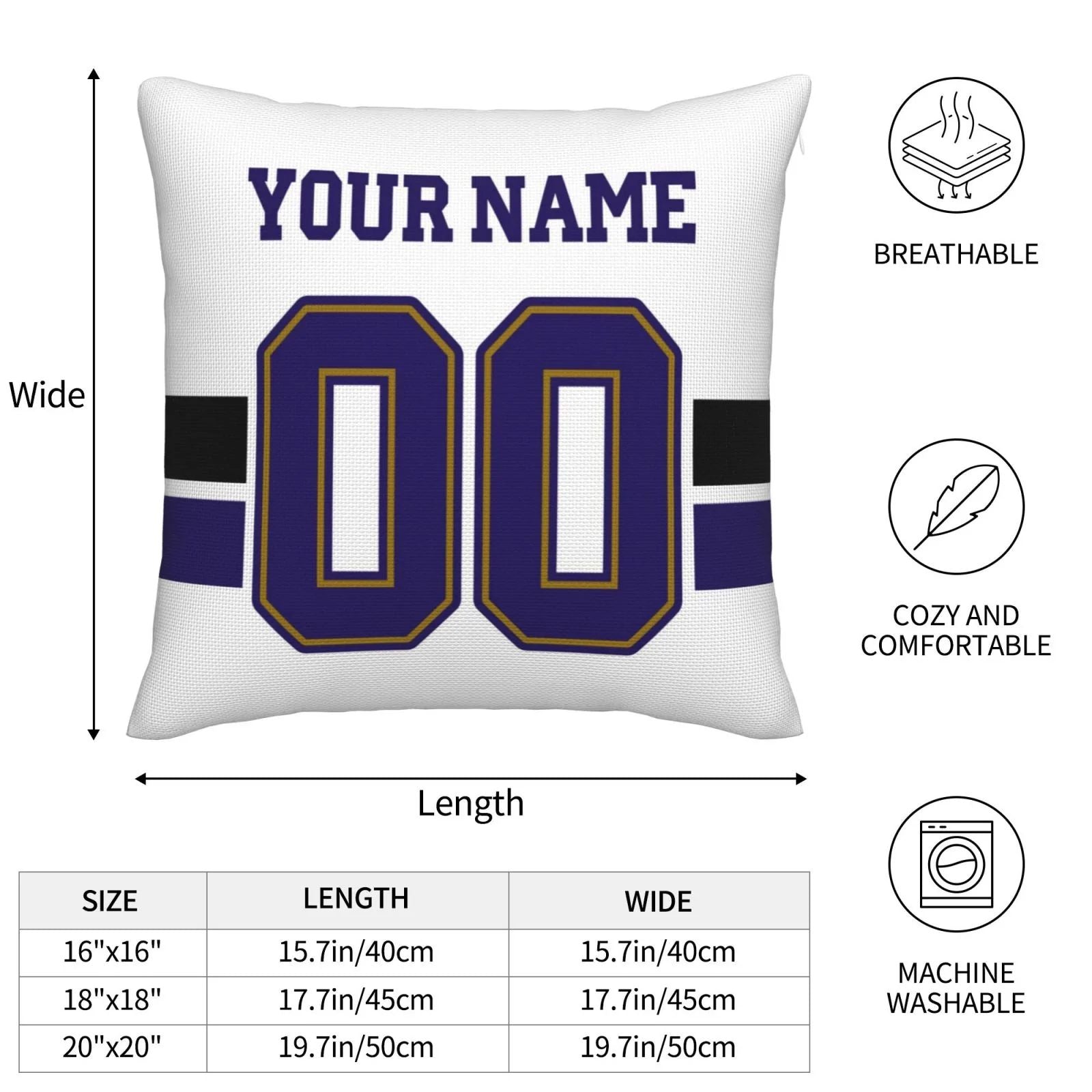 Custom B.Ravens Pillow Purple Football Team Decorative Throw Pillow Case Print Personalized Football Style Fans Letters & Number Birthday Gift Football Pillows view 4