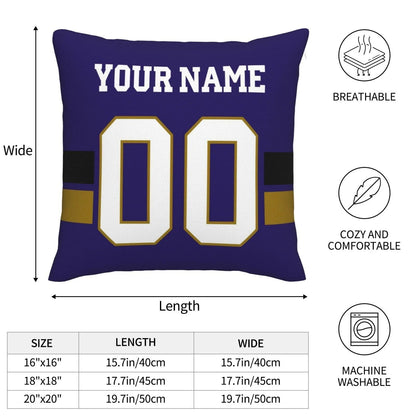 Custom B.Ravens Pillow Purple Football Team Decorative Throw Pillow Case Print Personalized Football Style Fans Letters & Number Birthday Gift Football Pillows view 6