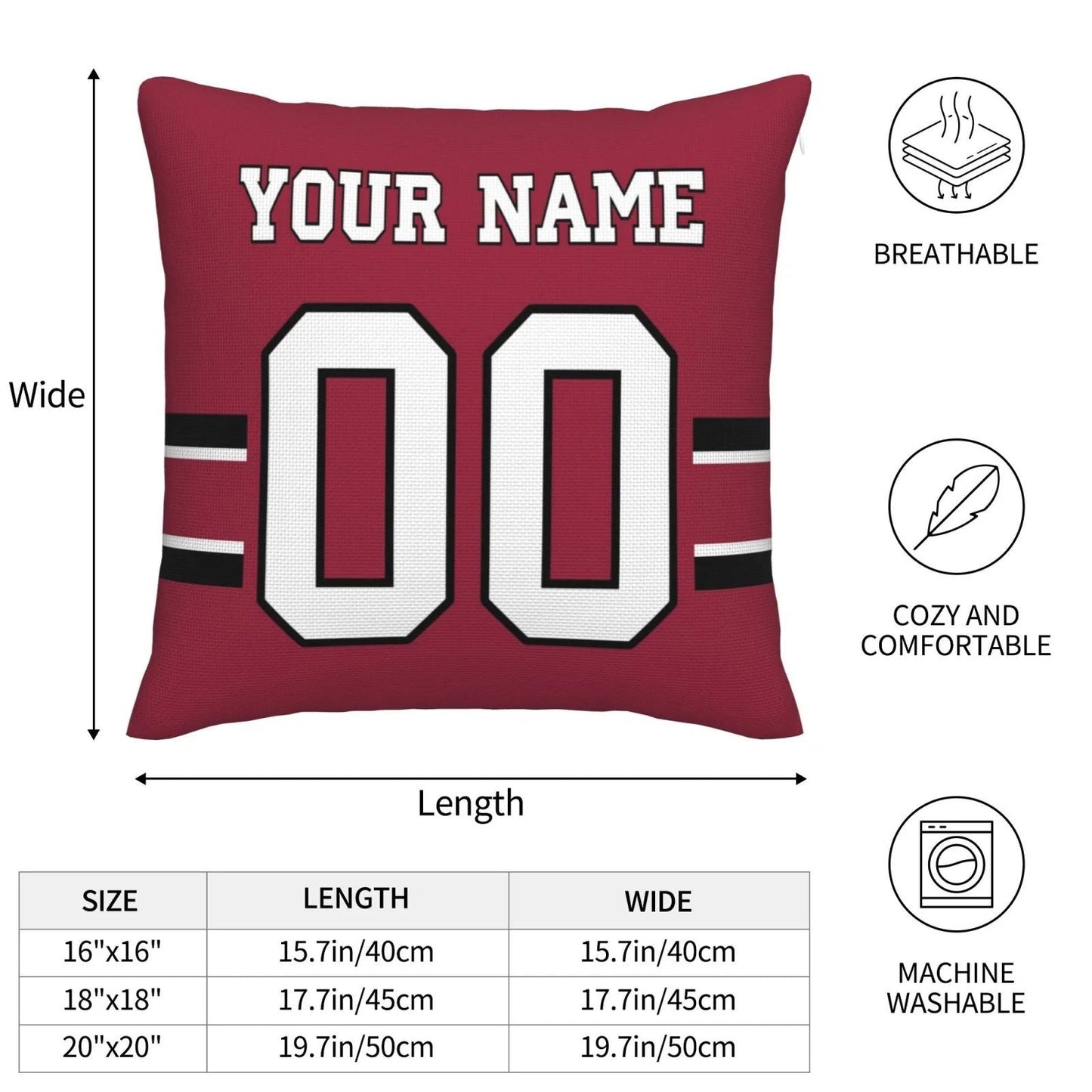 Custom A.Cardinals Pillow Decorative Throw Pillow Case - Print Personalized Football Team Fans Name & Number Birthday Gift Football Pillows view 5