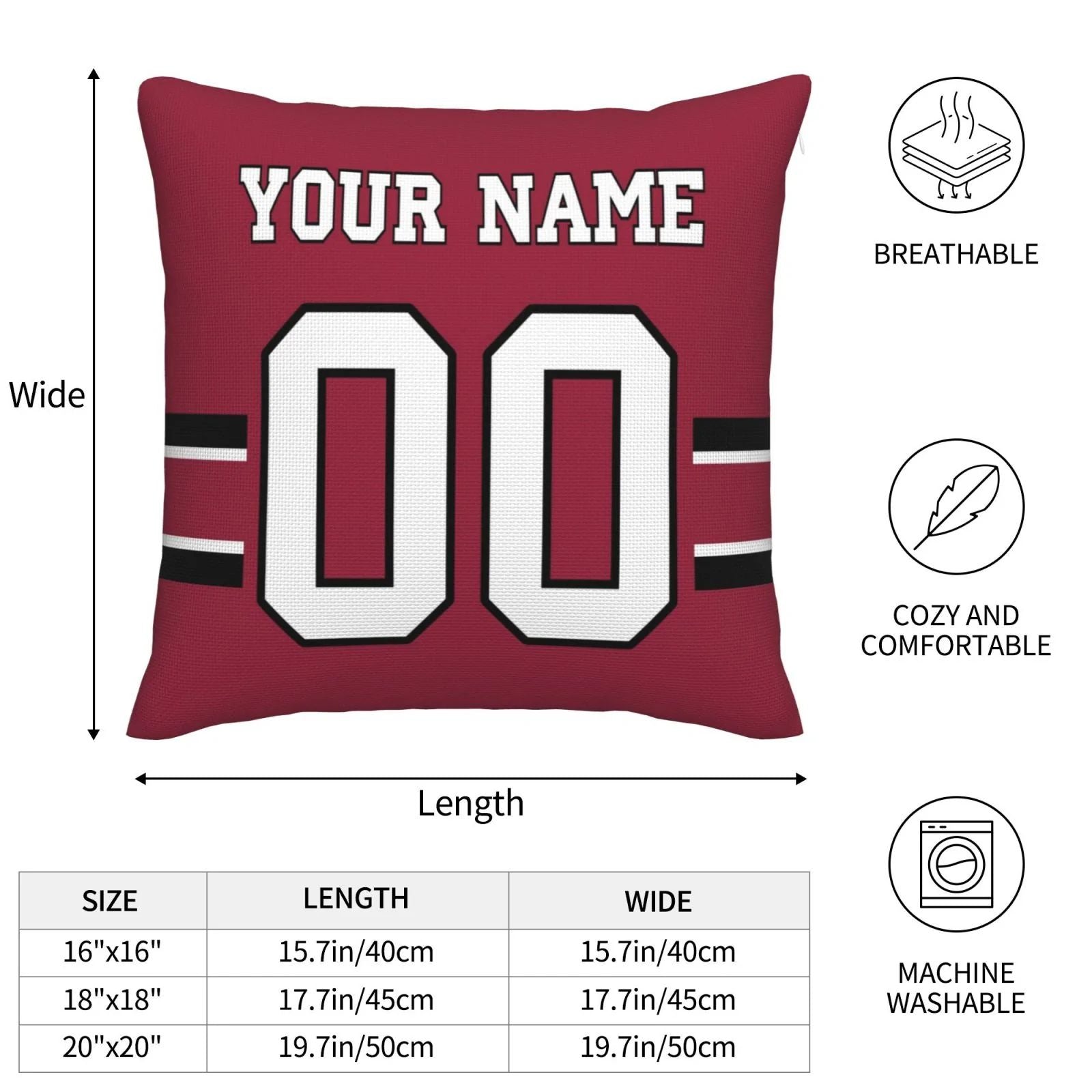 Custom A.Cardinals Pillow Decorative Throw Pillow Case - Print Personalized Football Team Fans Name & Number Birthday Gift Football Pillows view 6